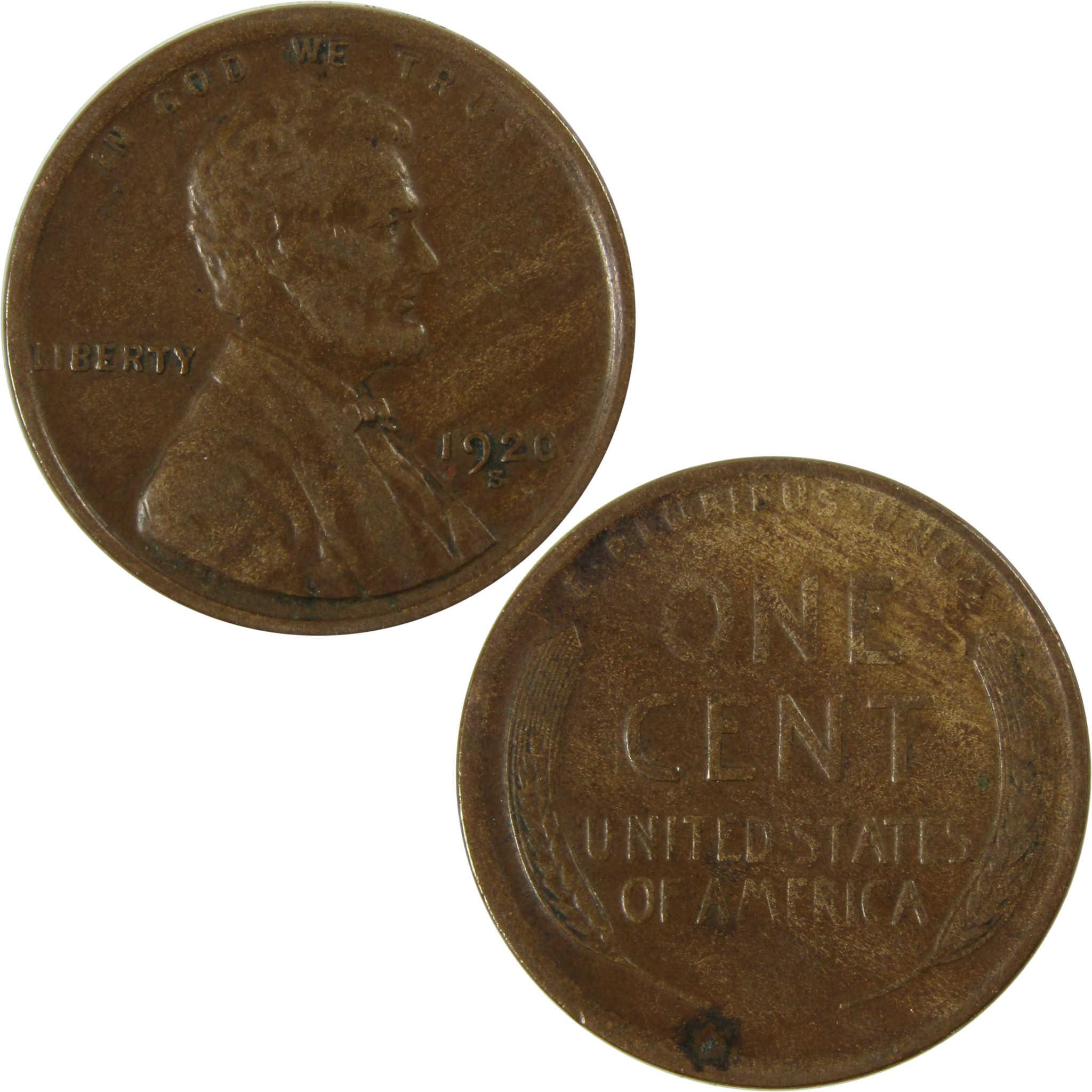 1920 S Lincoln Wheat Cent VF Very Fine Penny 1c Coin SKU:I26655