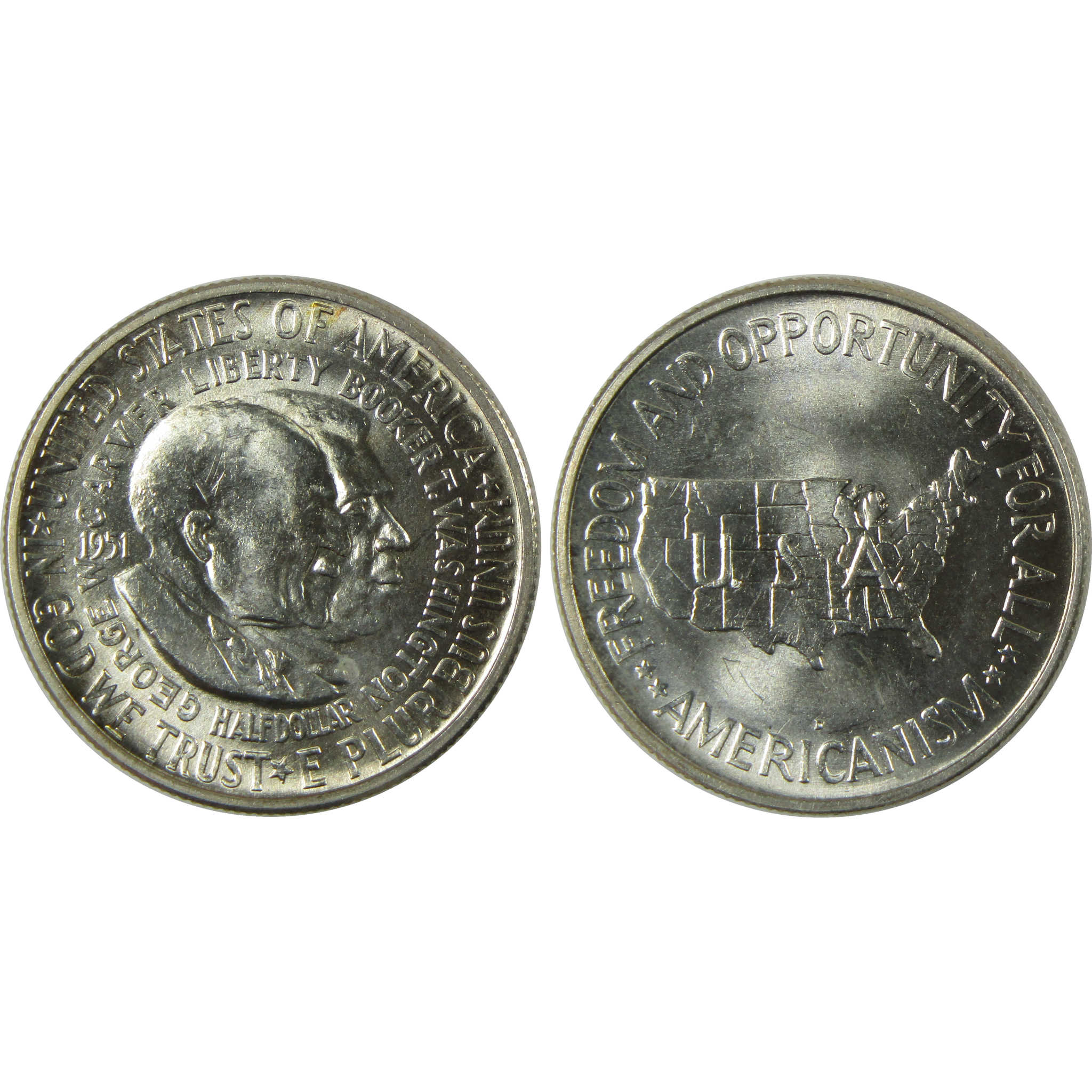 1951 PDS Washington-Carver 50c 3 Coin All-Mint Set BU Choice Unc