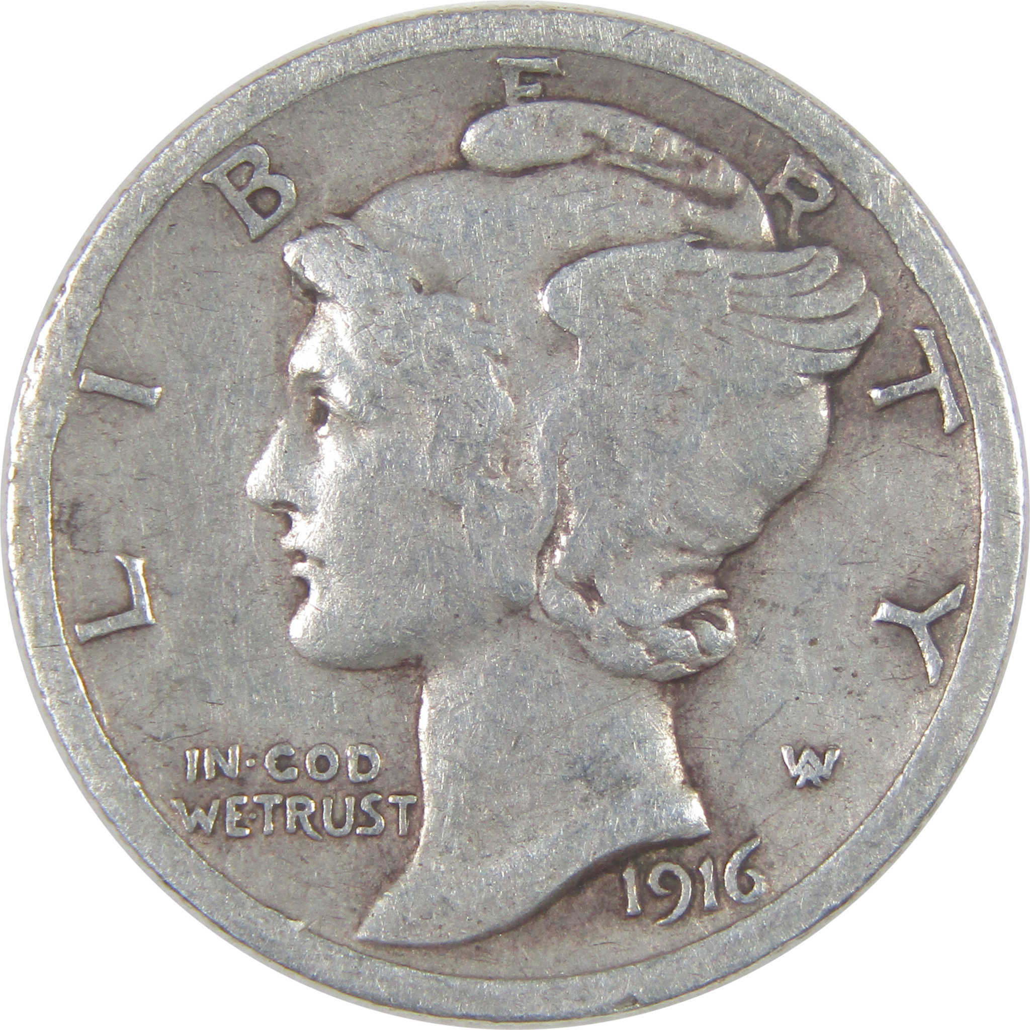 1916 Mercury Dime VF Very Fine Silver 10c Coin SKU:I17257