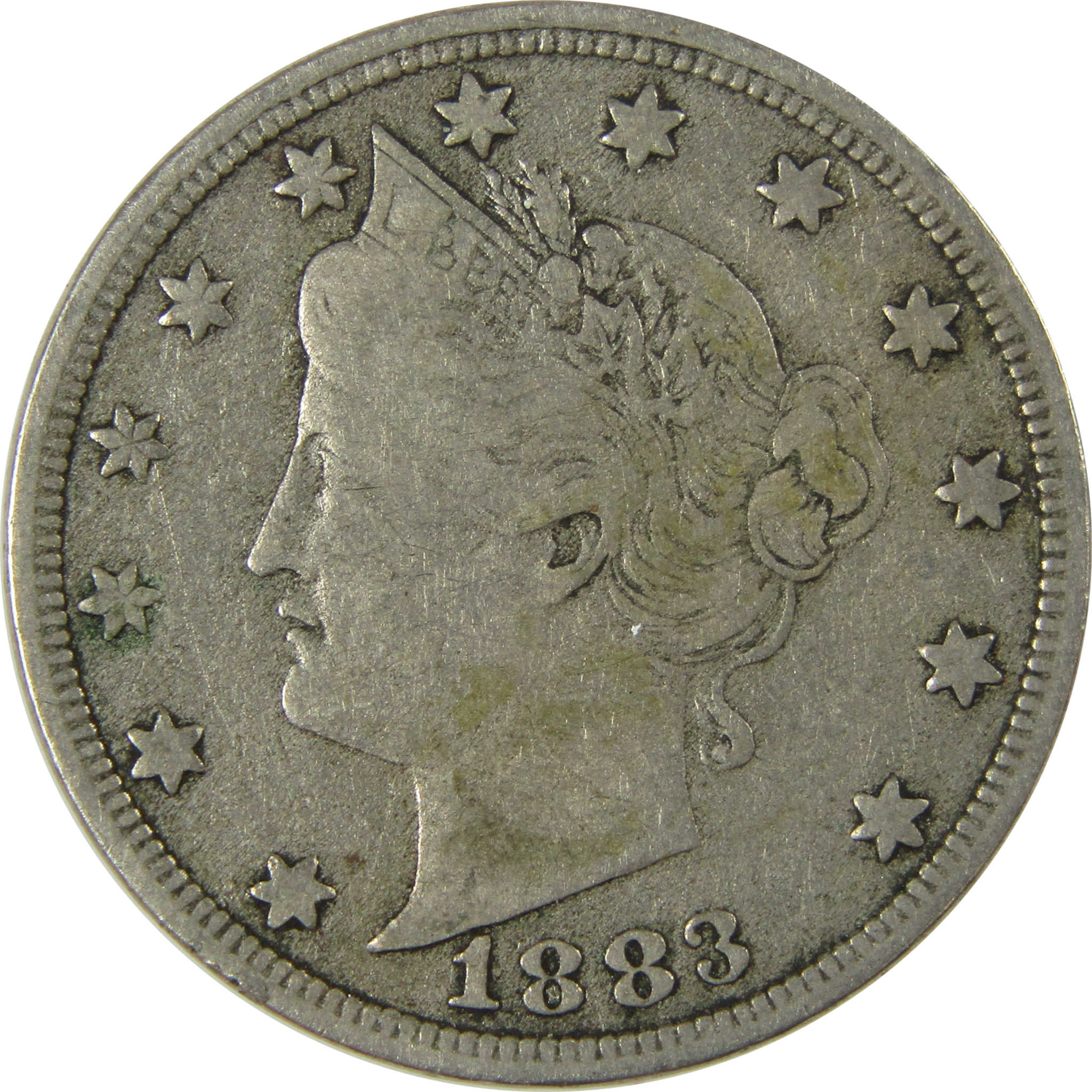 1883 No Cents Liberty Head V Nickel F Fine 5c Coin SKU:I26494