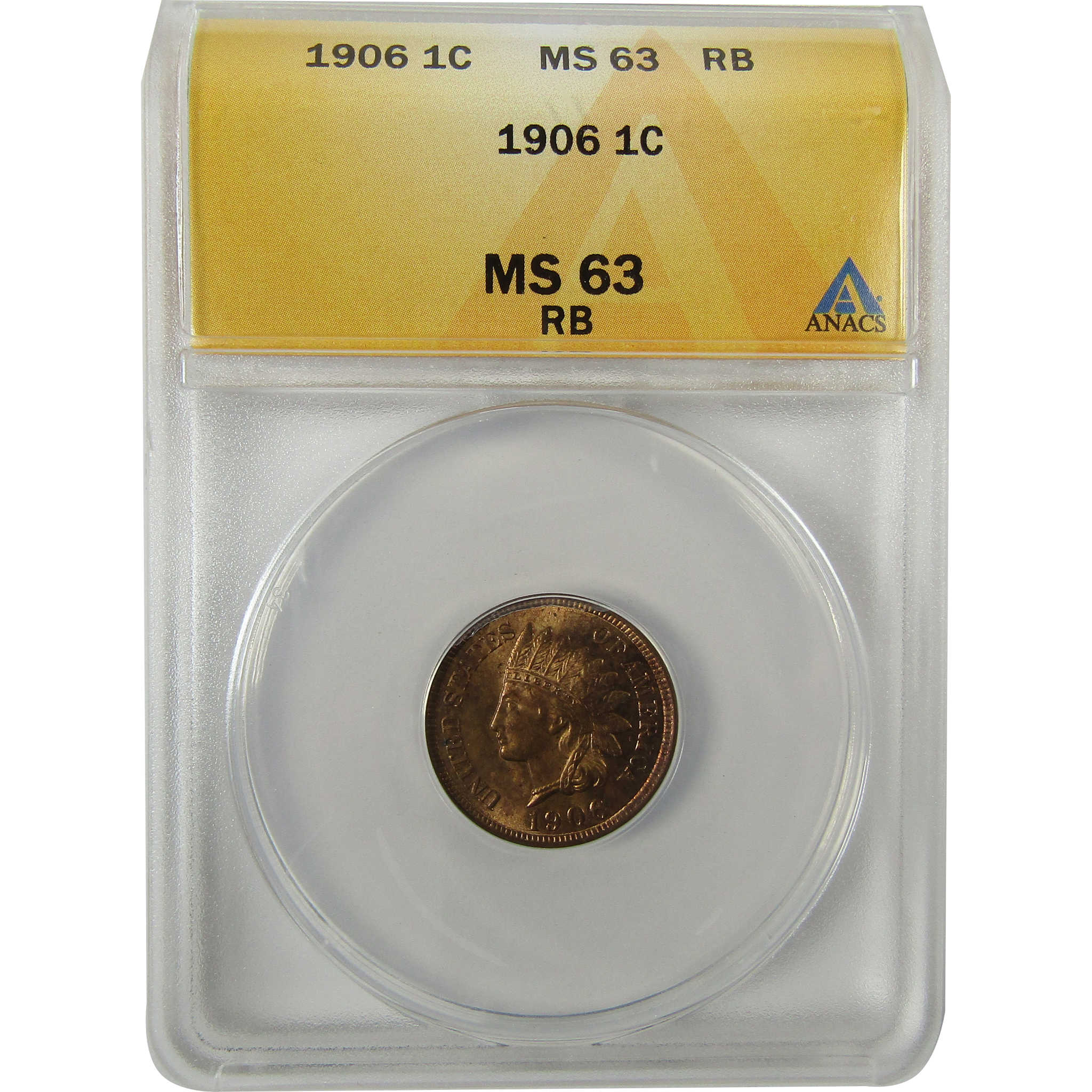 1906 Indian Head Cent MS 63 RB ANACS Uncirculated Penny SKU:I28412