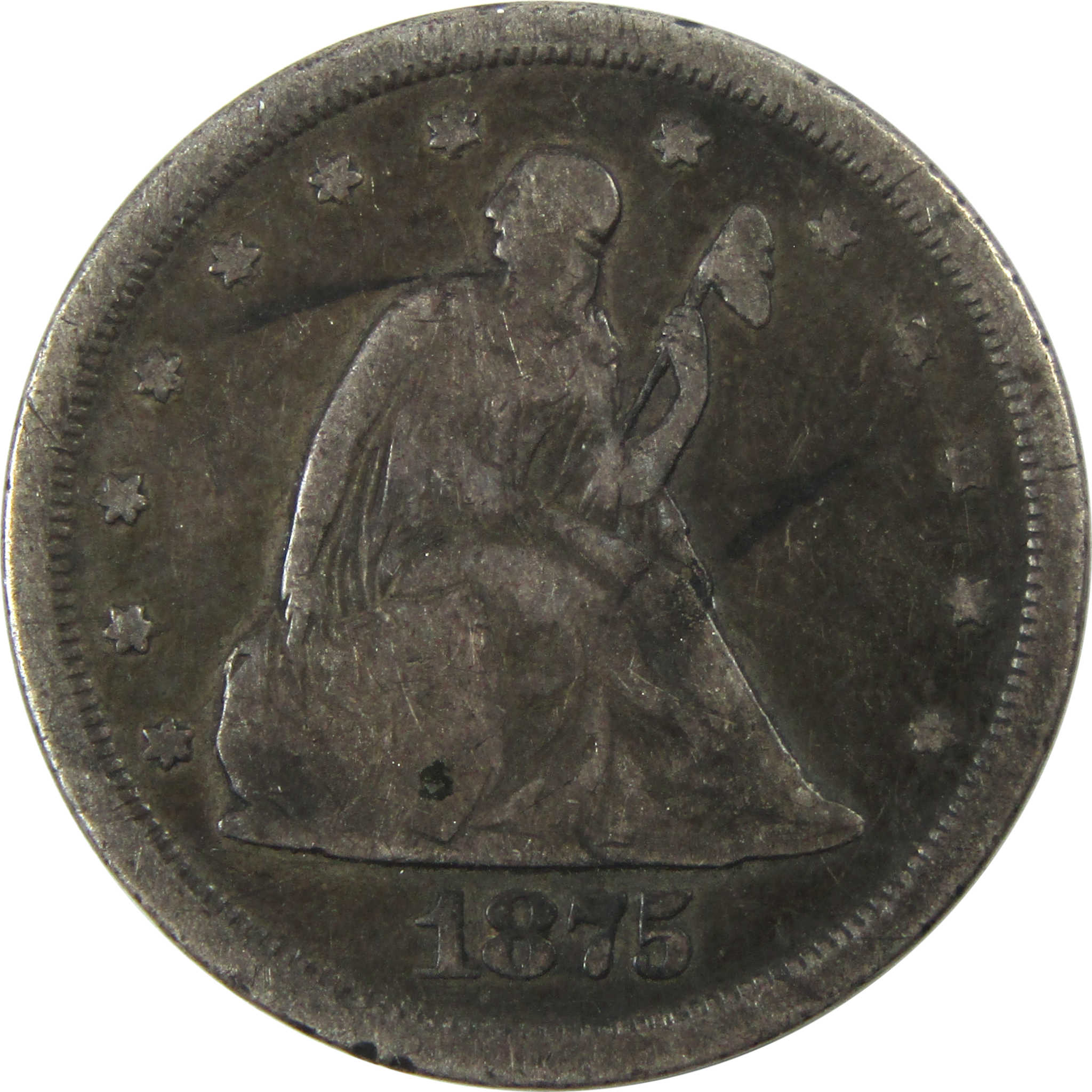1875 Seated Liberty Quarter G Good Silver 25c Coin SKU:I13331