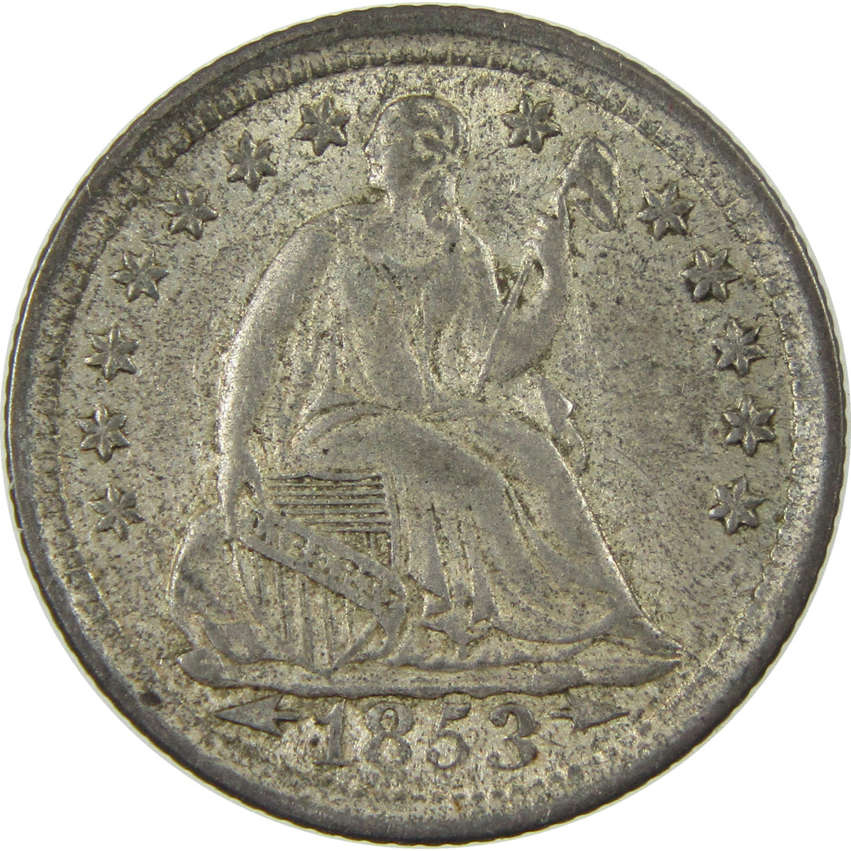 1853 Arrows Seated Liberty Silver Half Dime AU About Uncirculated Coin