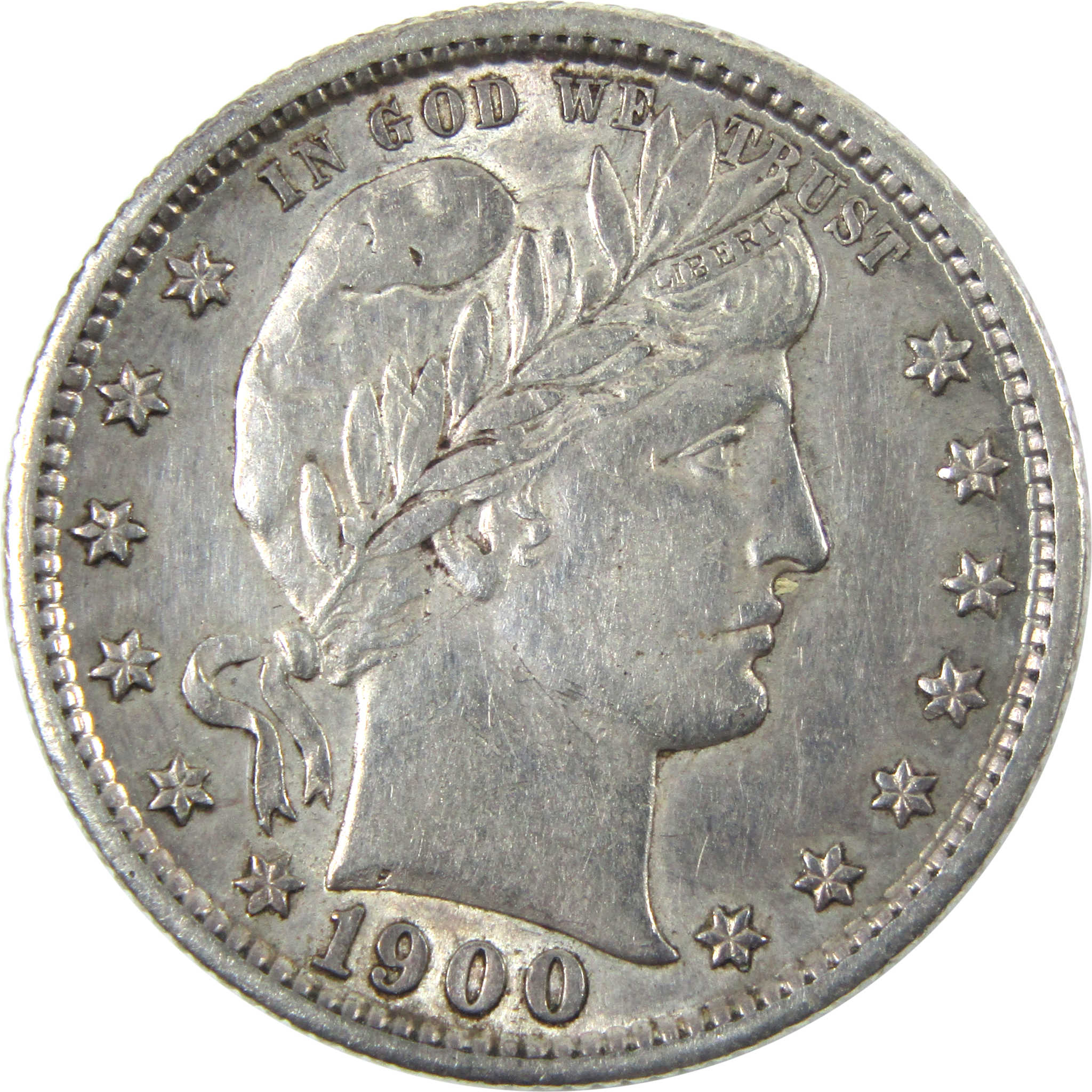 1900 S Barber Quarter AU About Uncirculated Details Silver SKU:CPC6089