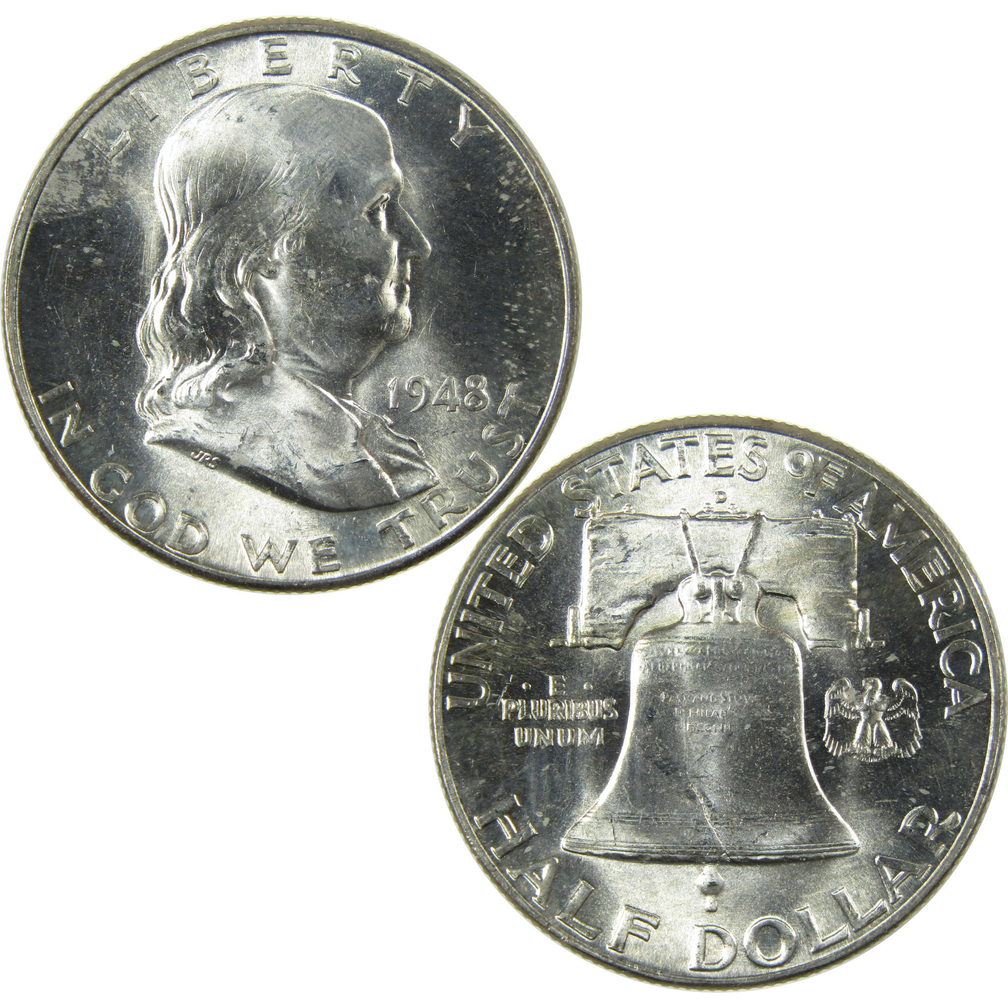 1948 D Franklin Silver Half Dollar Uncirculated Mint State SKU:I27834