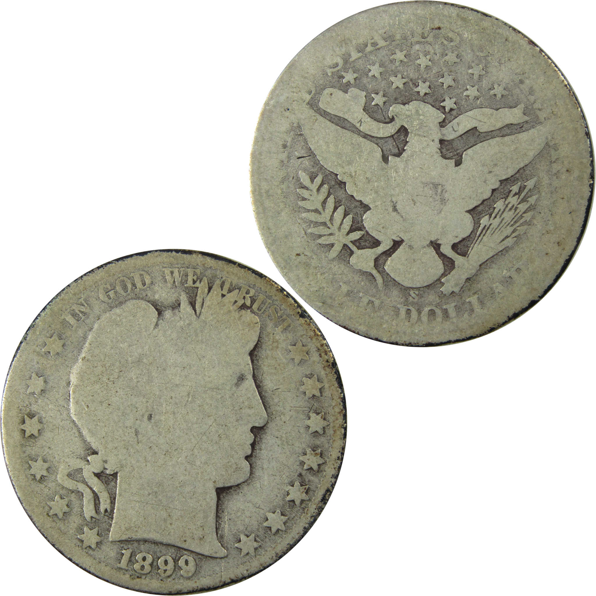 1899 S Barber Silver Half Dollar AG About Good 50c Coin SKU:I25959