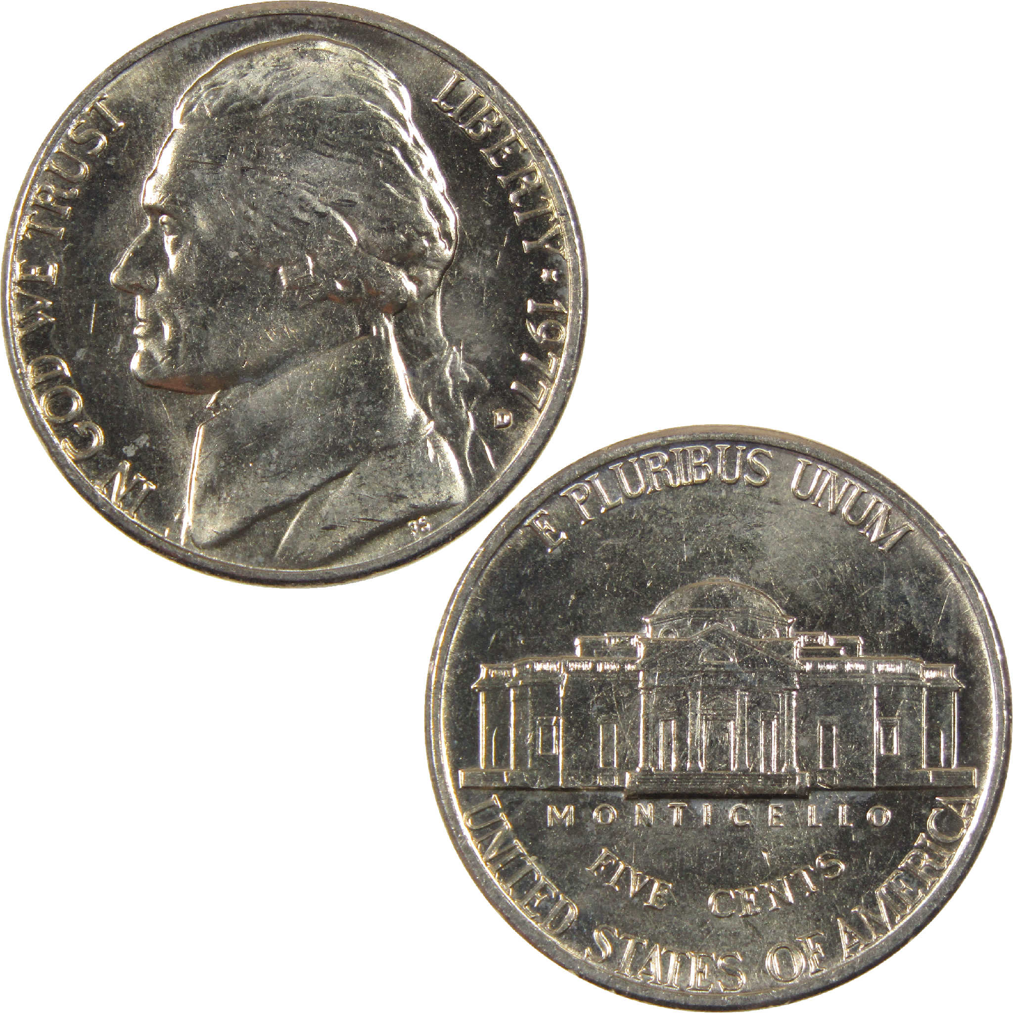 1977 D Jefferson Nickel Uncirculated 5c Coin