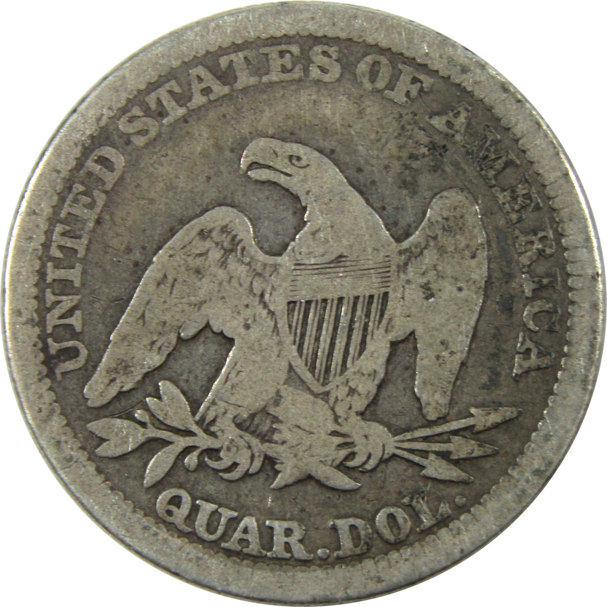 1858 Seated Liberty Quarter F Fine Silver 25c Coin SKU:I13321