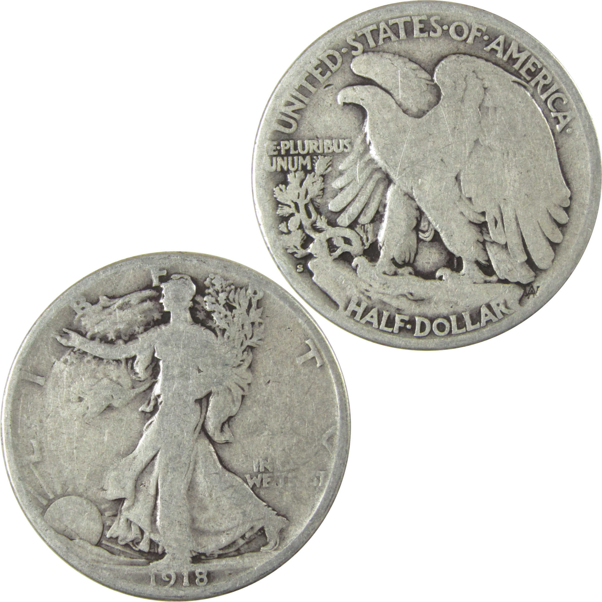 1918 S Liberty Walking Silver Half Dollar G Good 50c Coin SKU:CP520