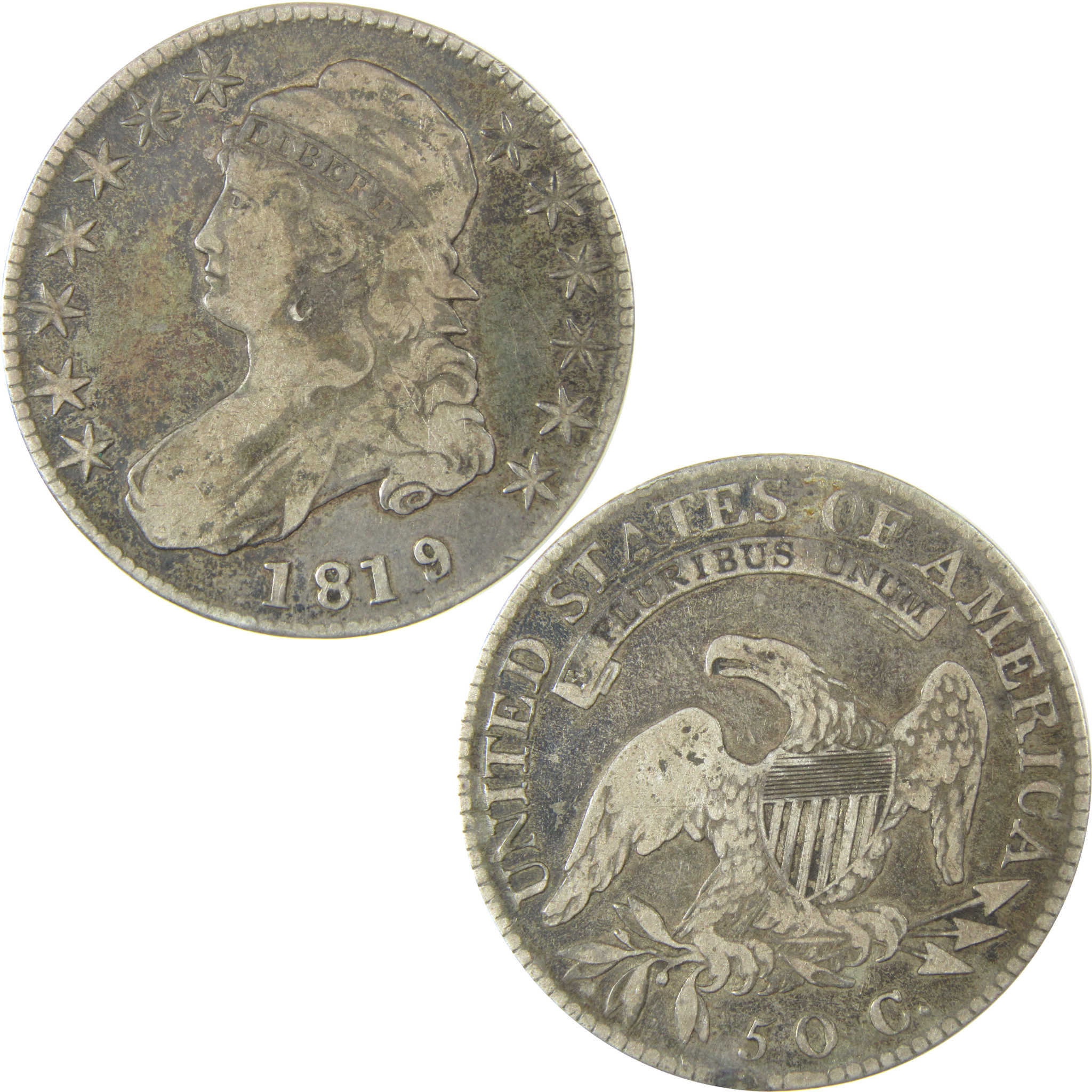 1819 Small 9 Capped Bust Silver Half Dollar VG Very Good SKU:CP1493
