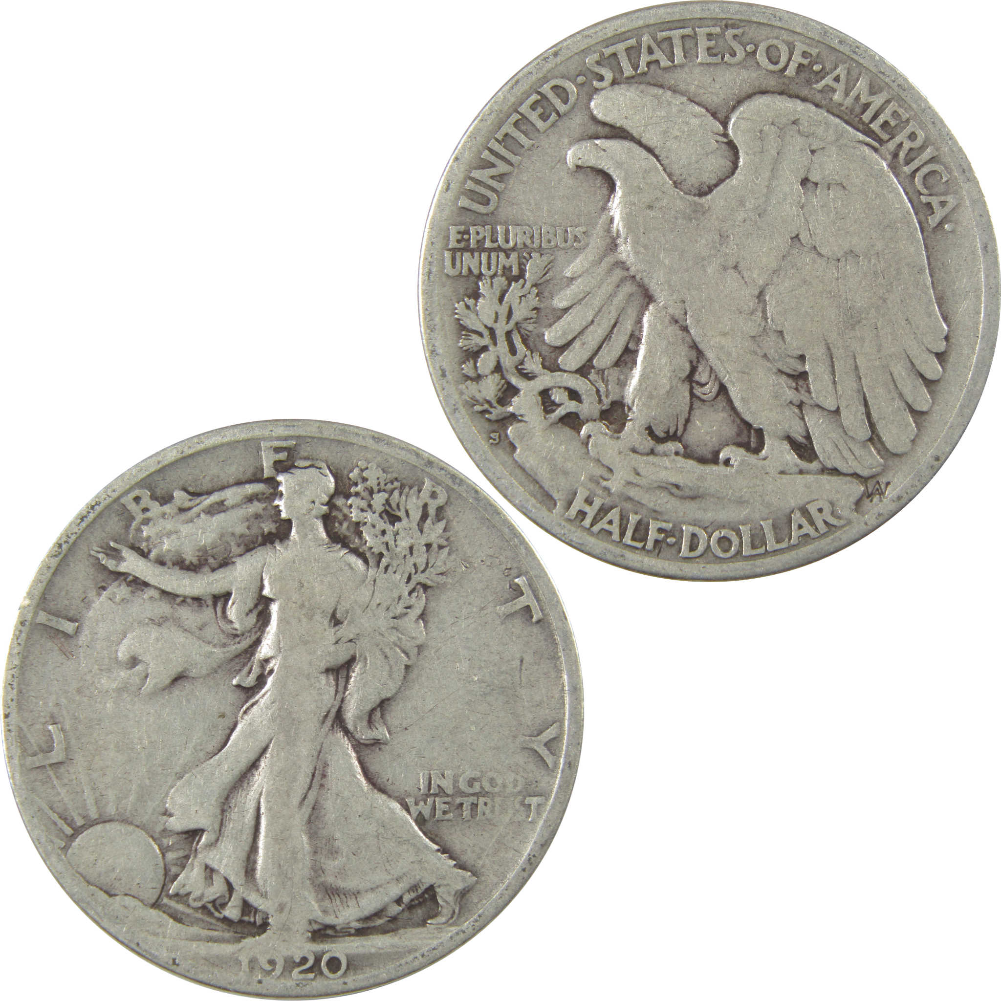 1920 S Liberty Walking Silver Half Dollar VG Very Good Coin SKU:I24122