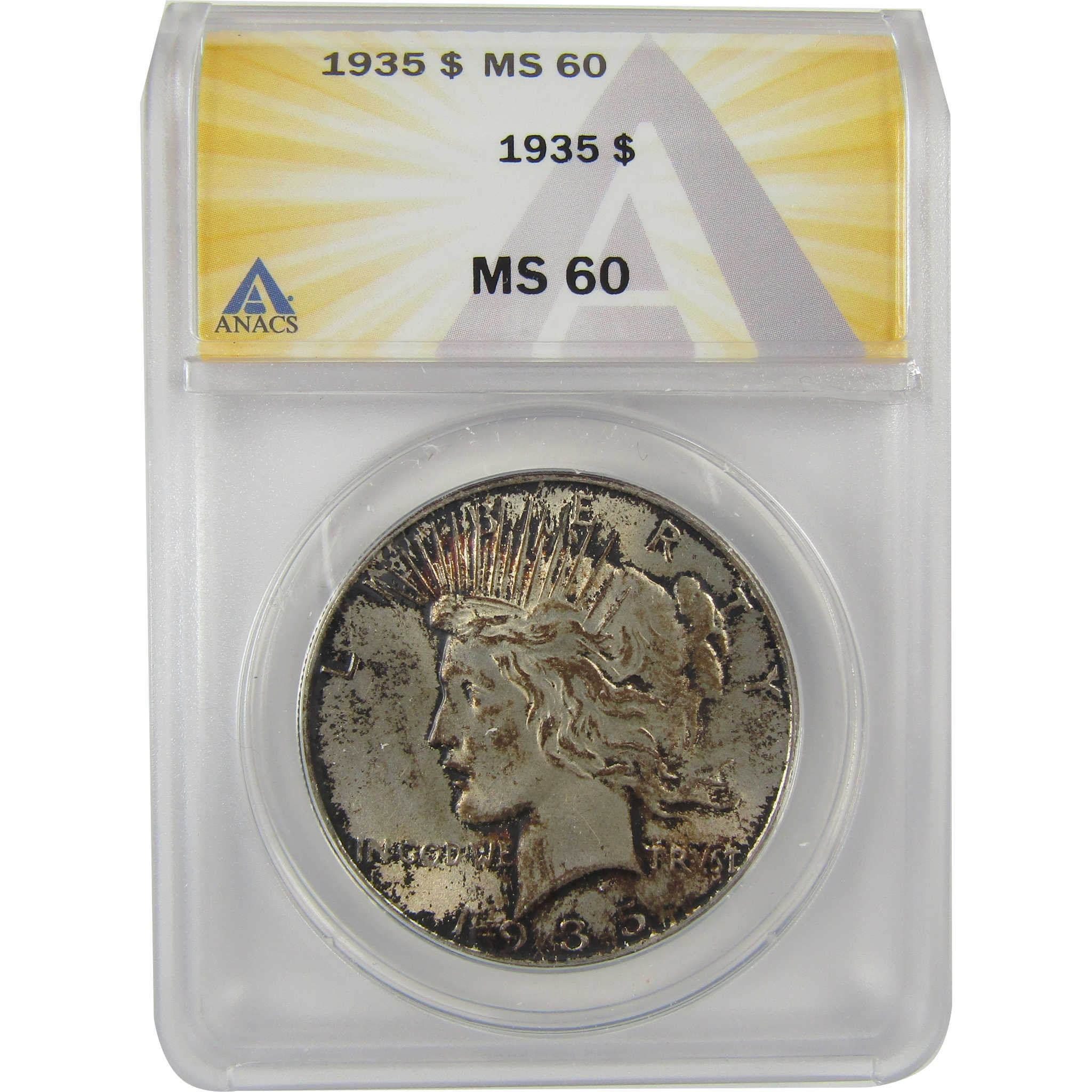 1935 Peace Dollar MS 60 ANACS Silver Uncirculated $1 Coin SKU:I20763