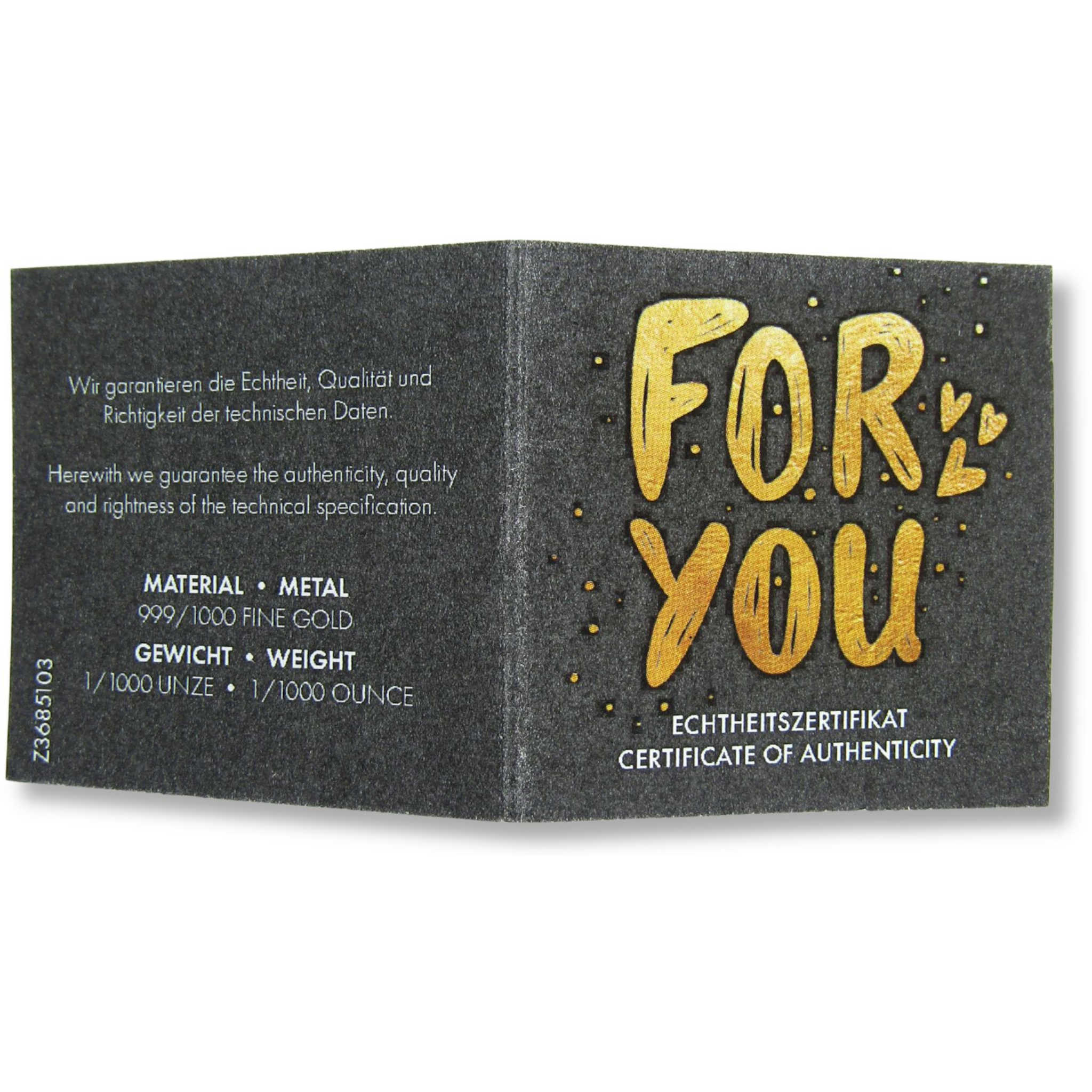 For You Baby Feet 1/1000 oz .999 Gold Bar Uncirculated Collectible COA