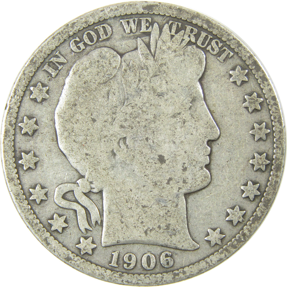 1906 D Barber Silver Half Dollar Circulated 50c Coin Collectible