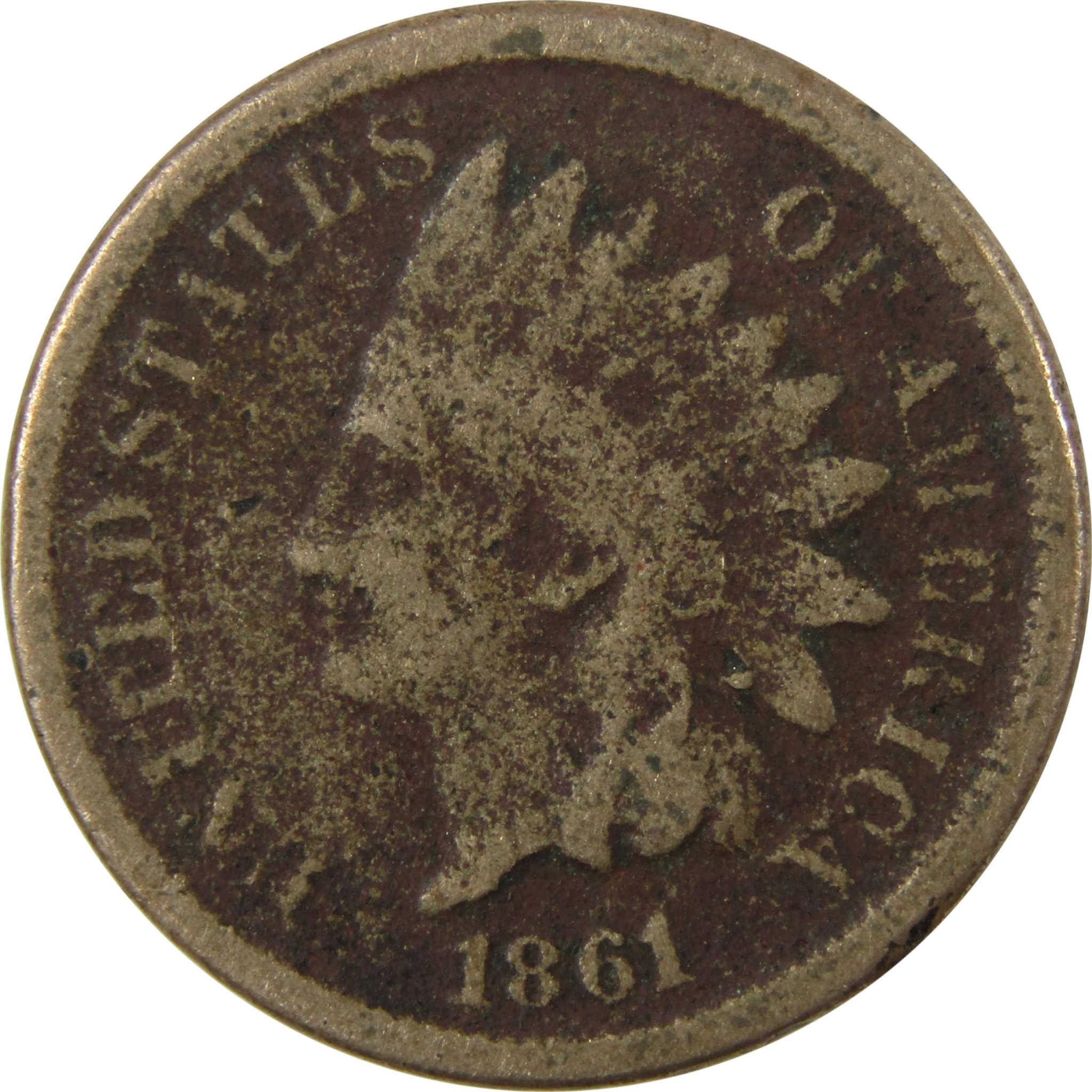1861 Indian Head Cent G Good Details Penny 1c Coin SKU:CP1209