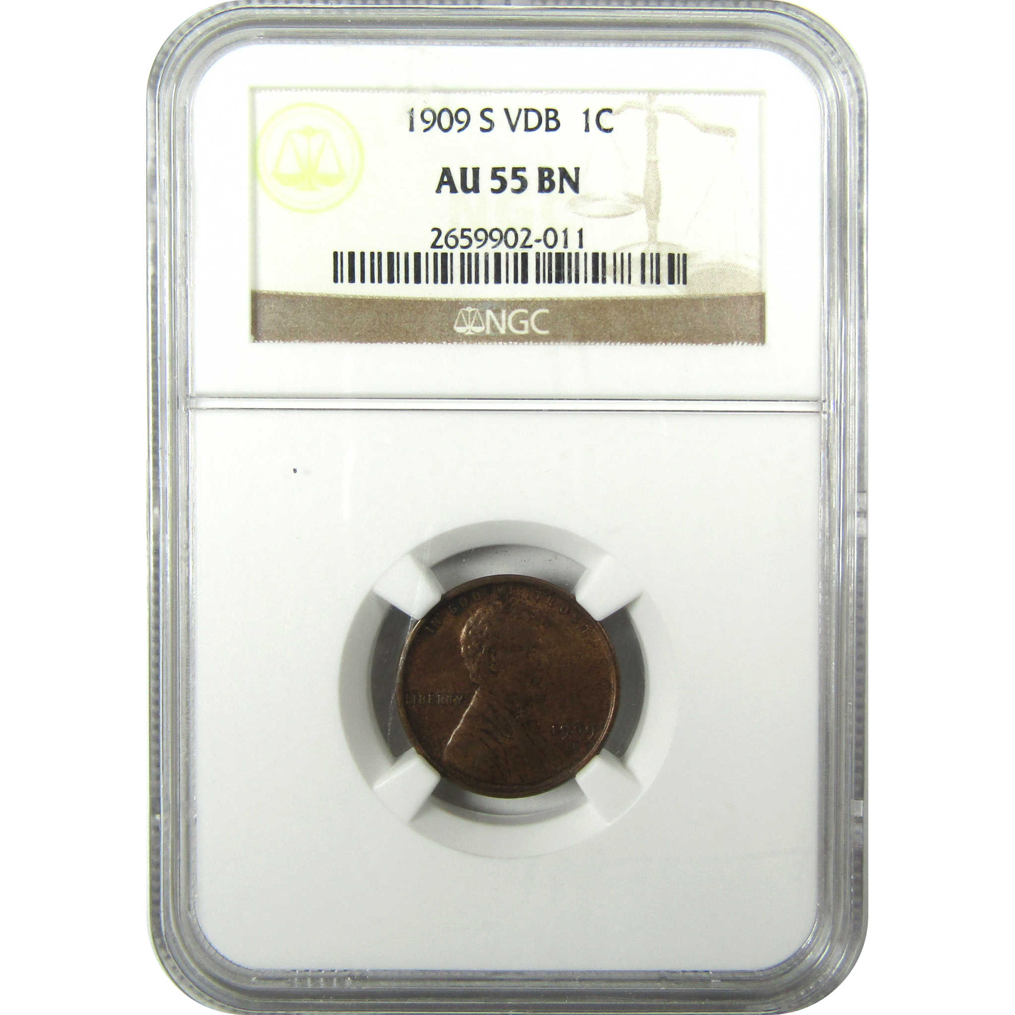 1909 S VDB Lincoln Wheat Cent AU 55 BN NGC Penny 1c Coin SKU:I24618