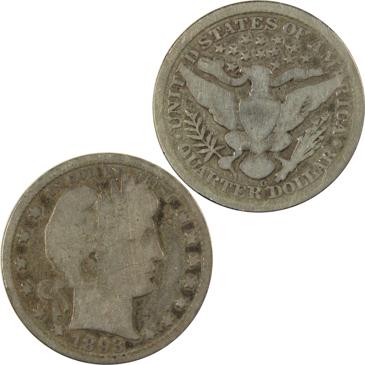 1893 O Barber Silver Quarter G Good Details 25c Coin SKU:I28545