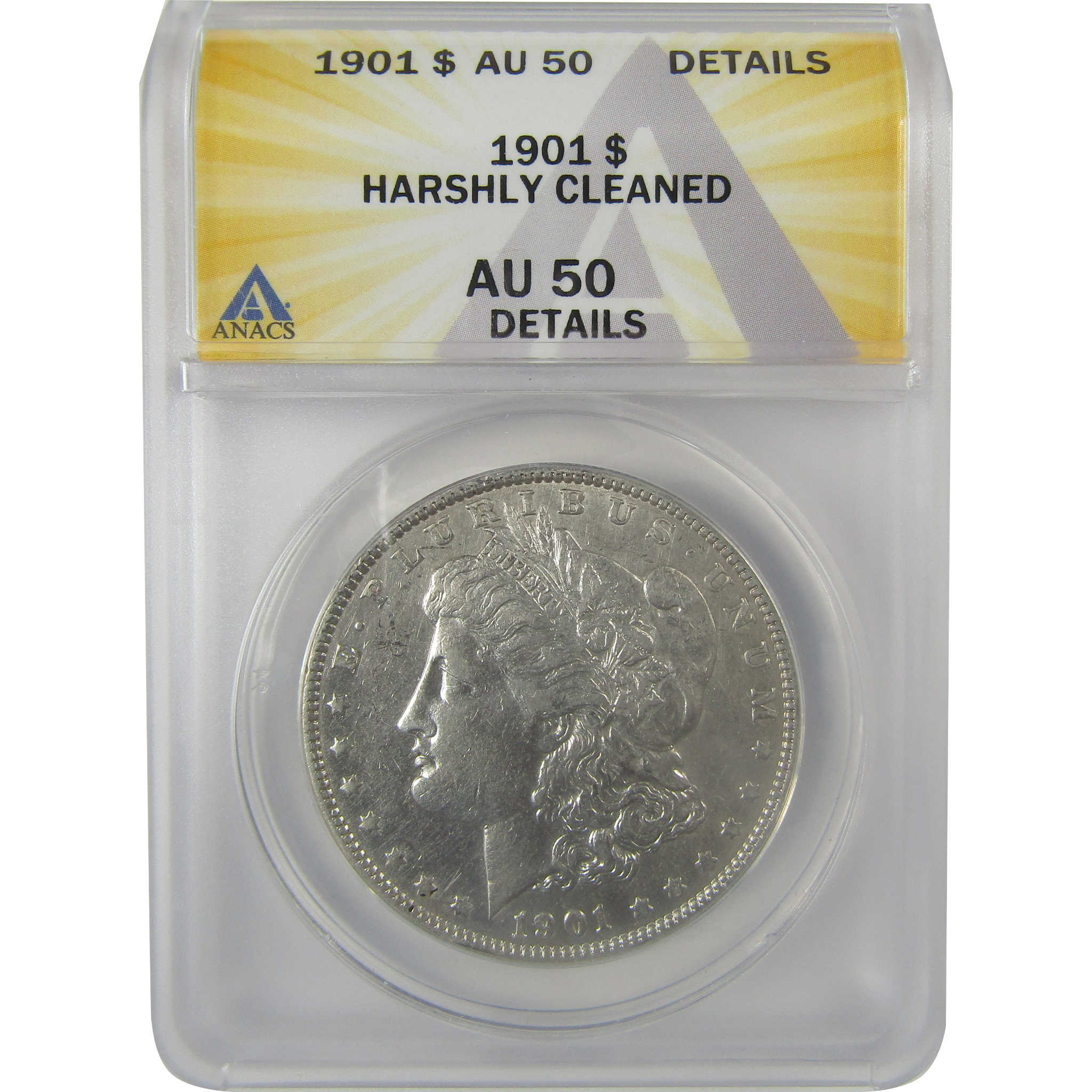 1901 Morgan Dollar AU 50 Details ANACS Silver $1 Coin SKU:I21279 - Morgan coin - Morgan silver dollar - Morgan silver dollar for sale - Profile Coins &amp; Collectibles
