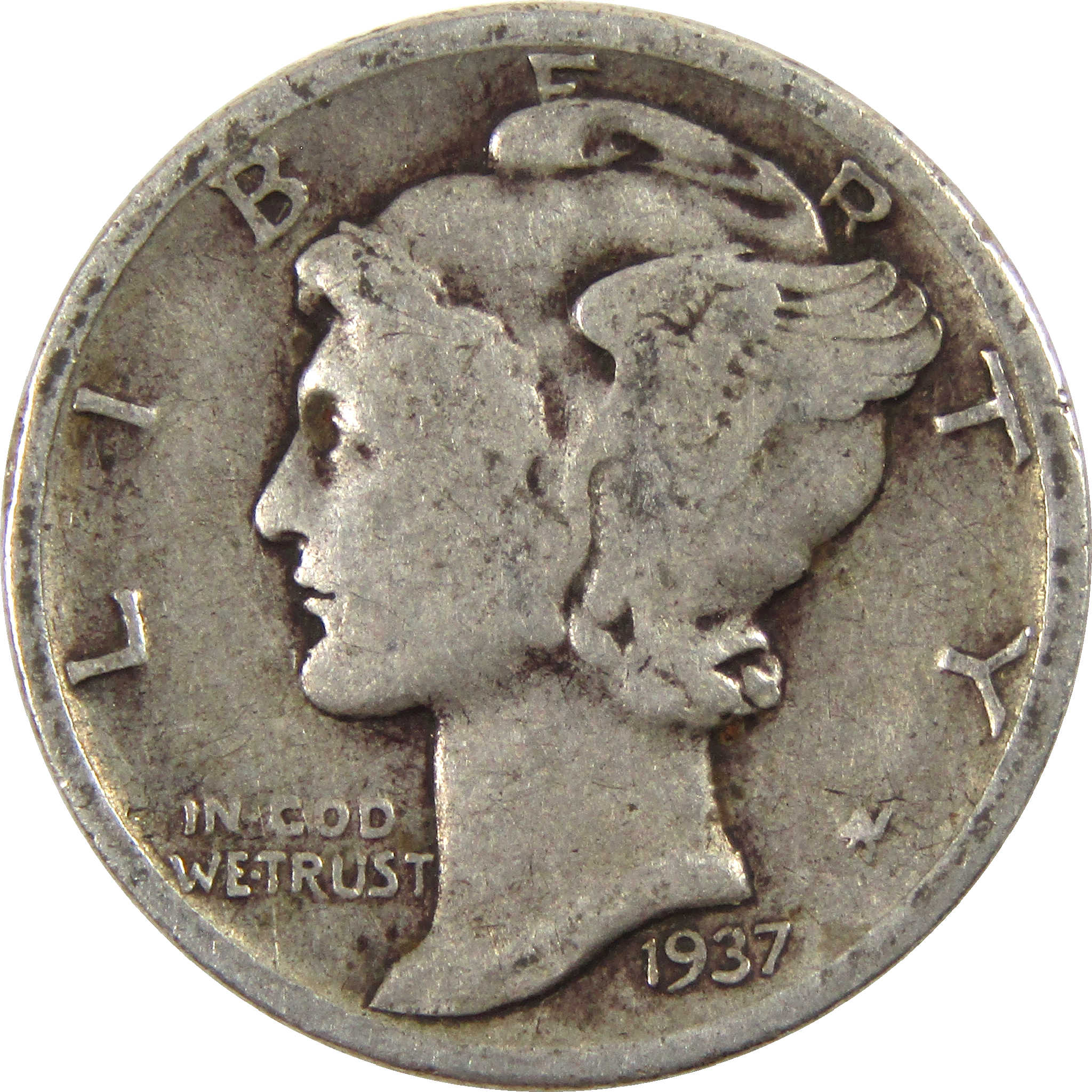 1937 Mercury Dime G Good Silver 10c Coin