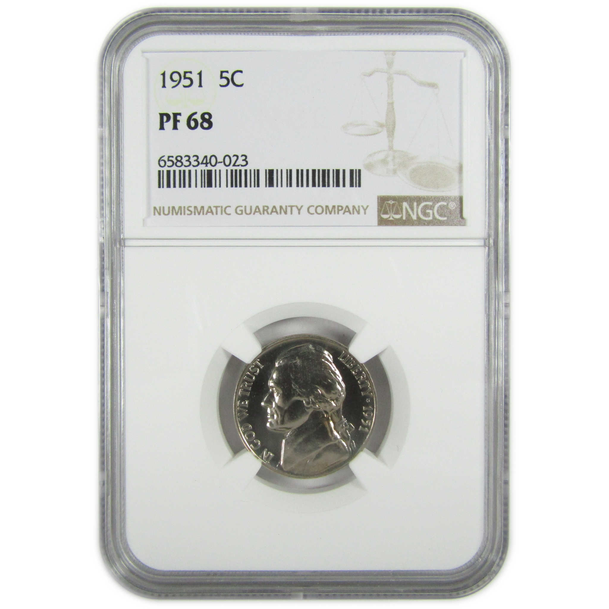 1951 Jefferson Nickel PF 68 NGC Proof 5c Coin Collectible SKU:I27339