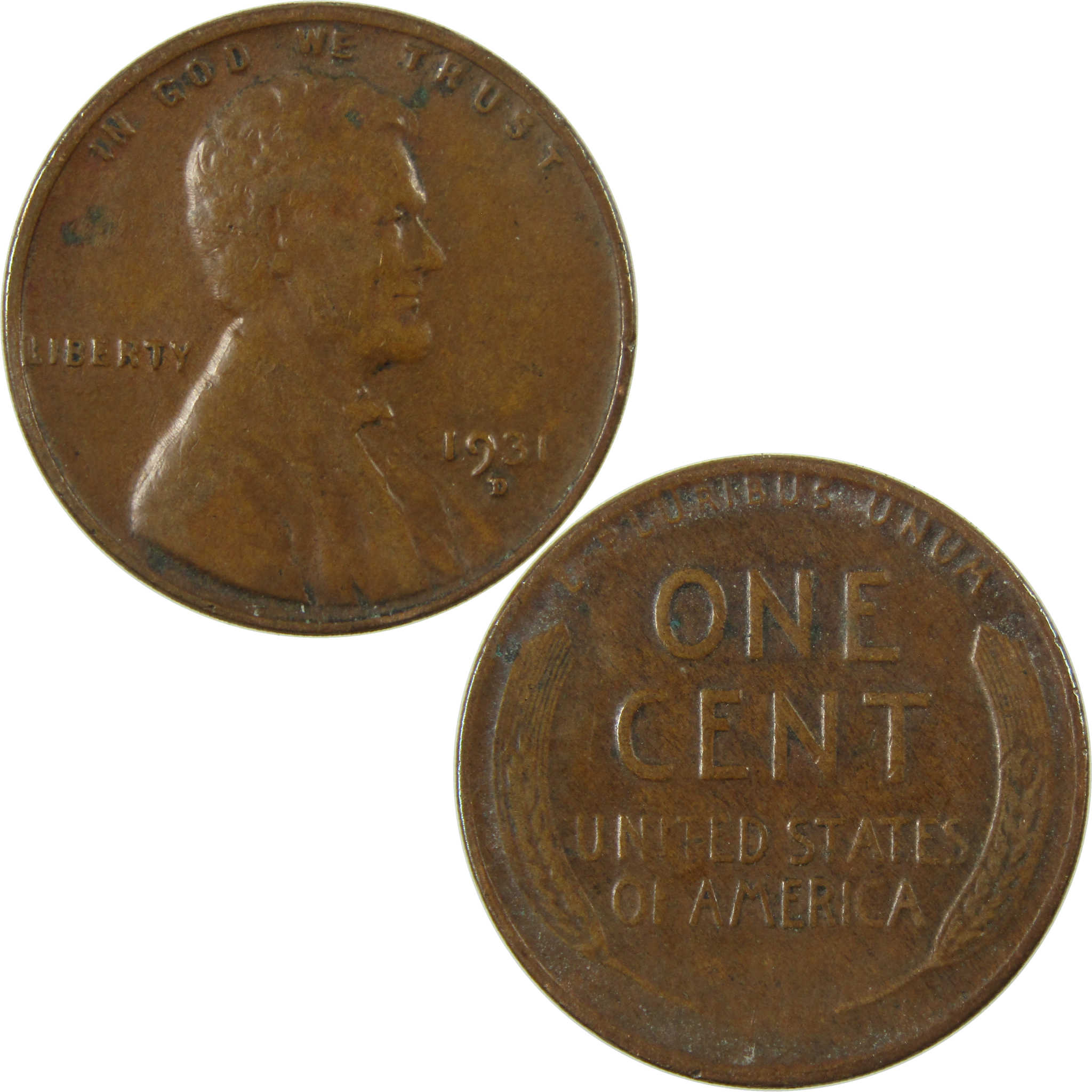 1931 D Lincoln Wheat Cent F Fine Penny 1c Coin SKU:I26876