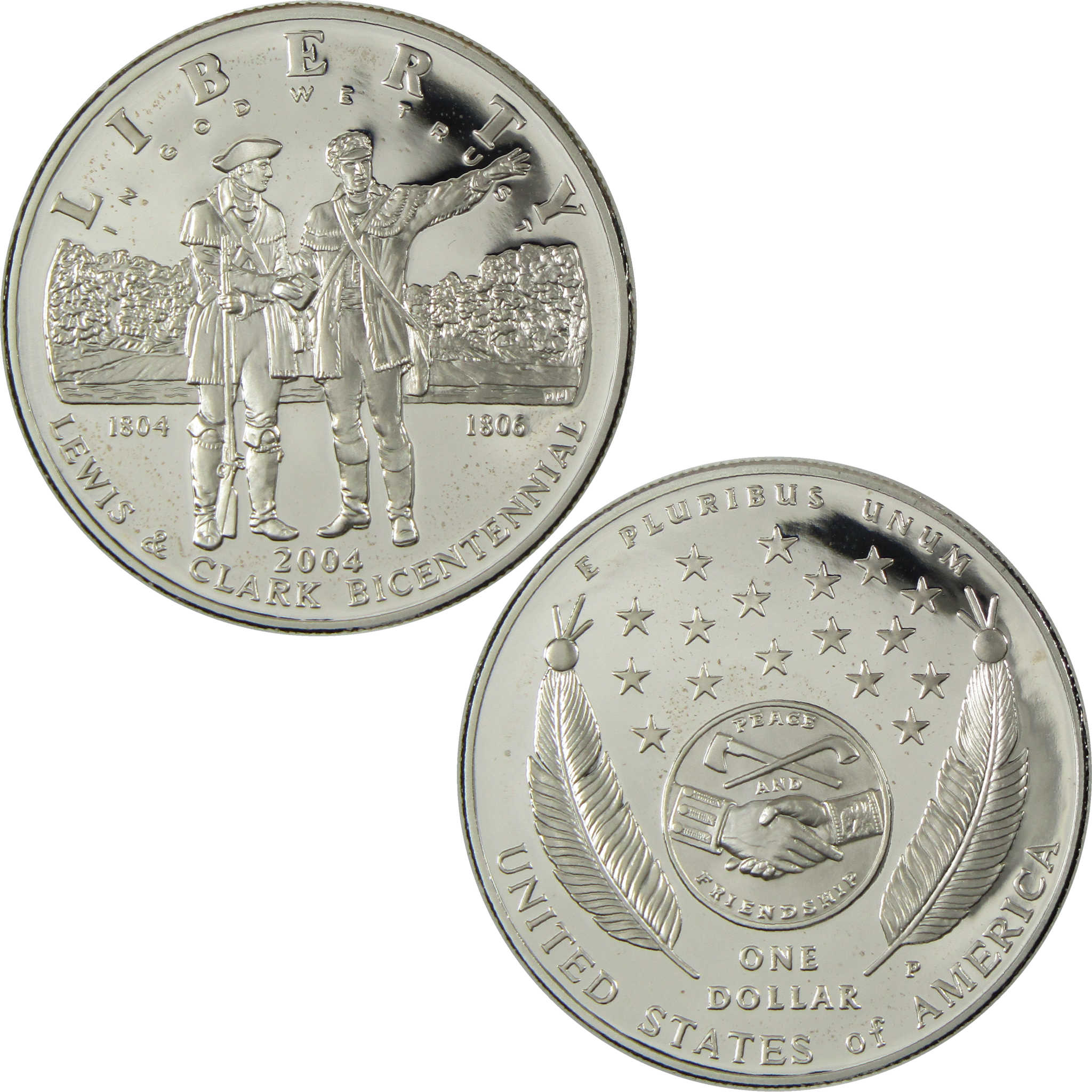 2004 P Lewis and Clark Commemorative Silver Dollar Proof $1 Coin