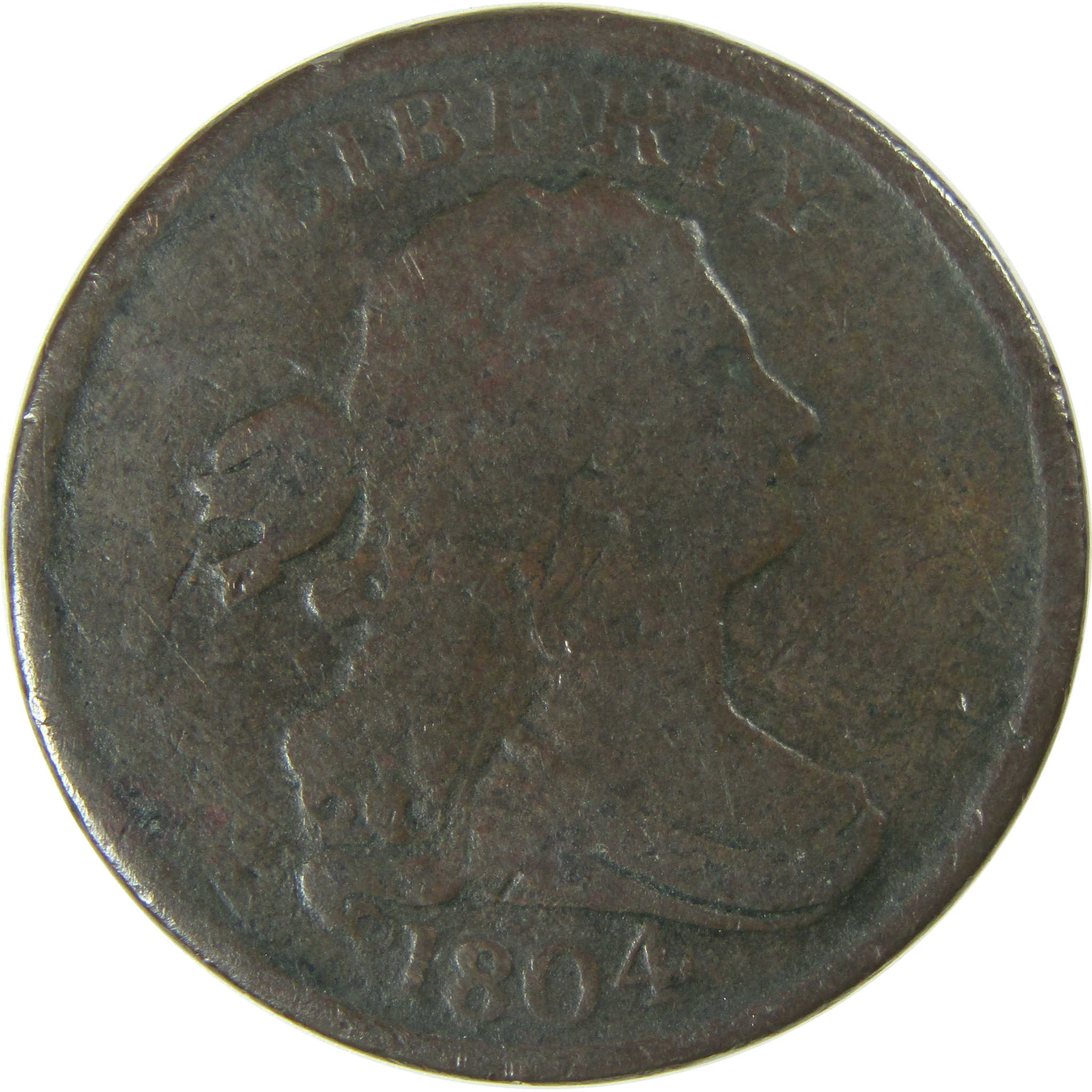 1804 Crosslet 4 Stems Draped Bust Copper 1/2c G Good Coin SKU:EL27093