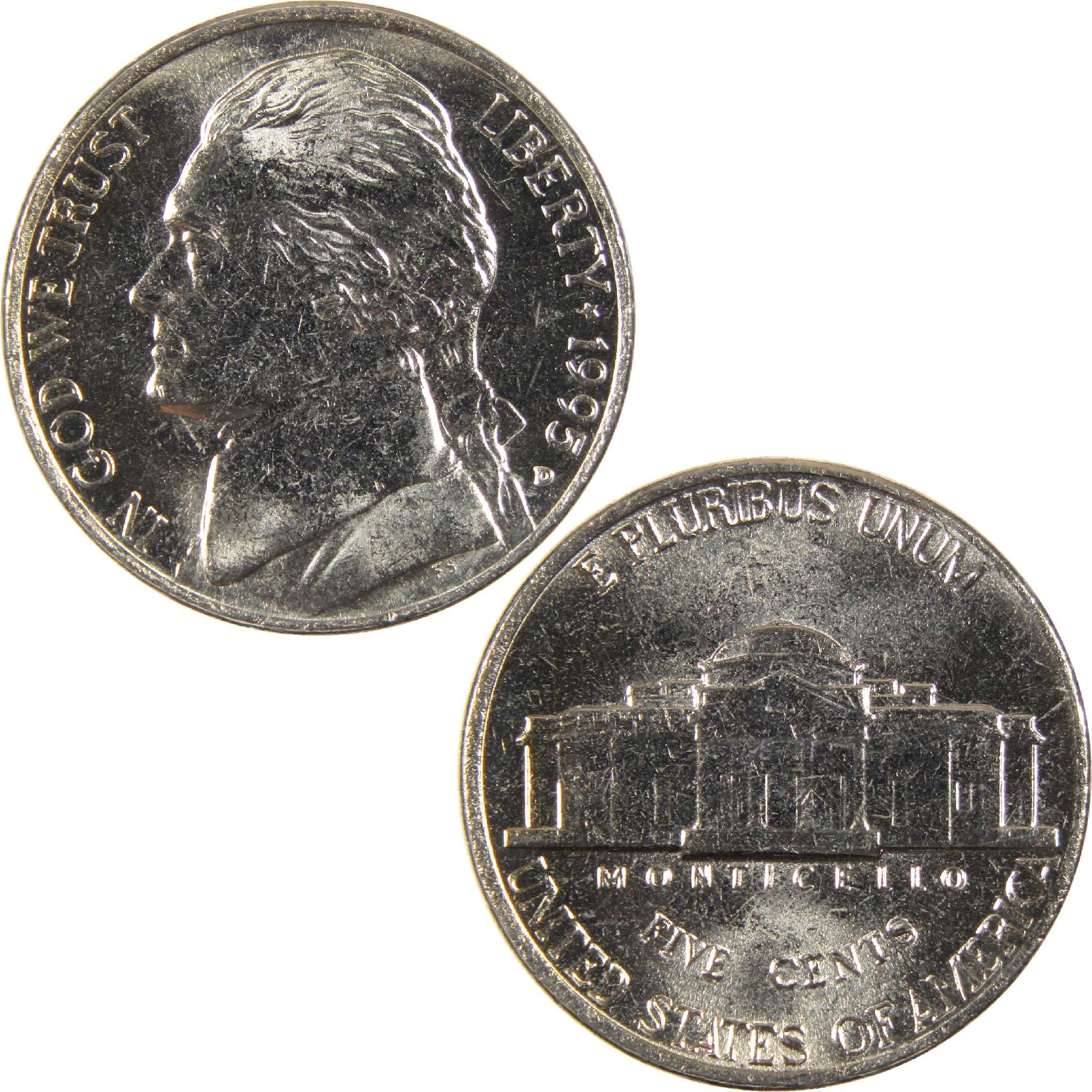 1995 D Jefferson Nickel Uncirculated 5c Coin