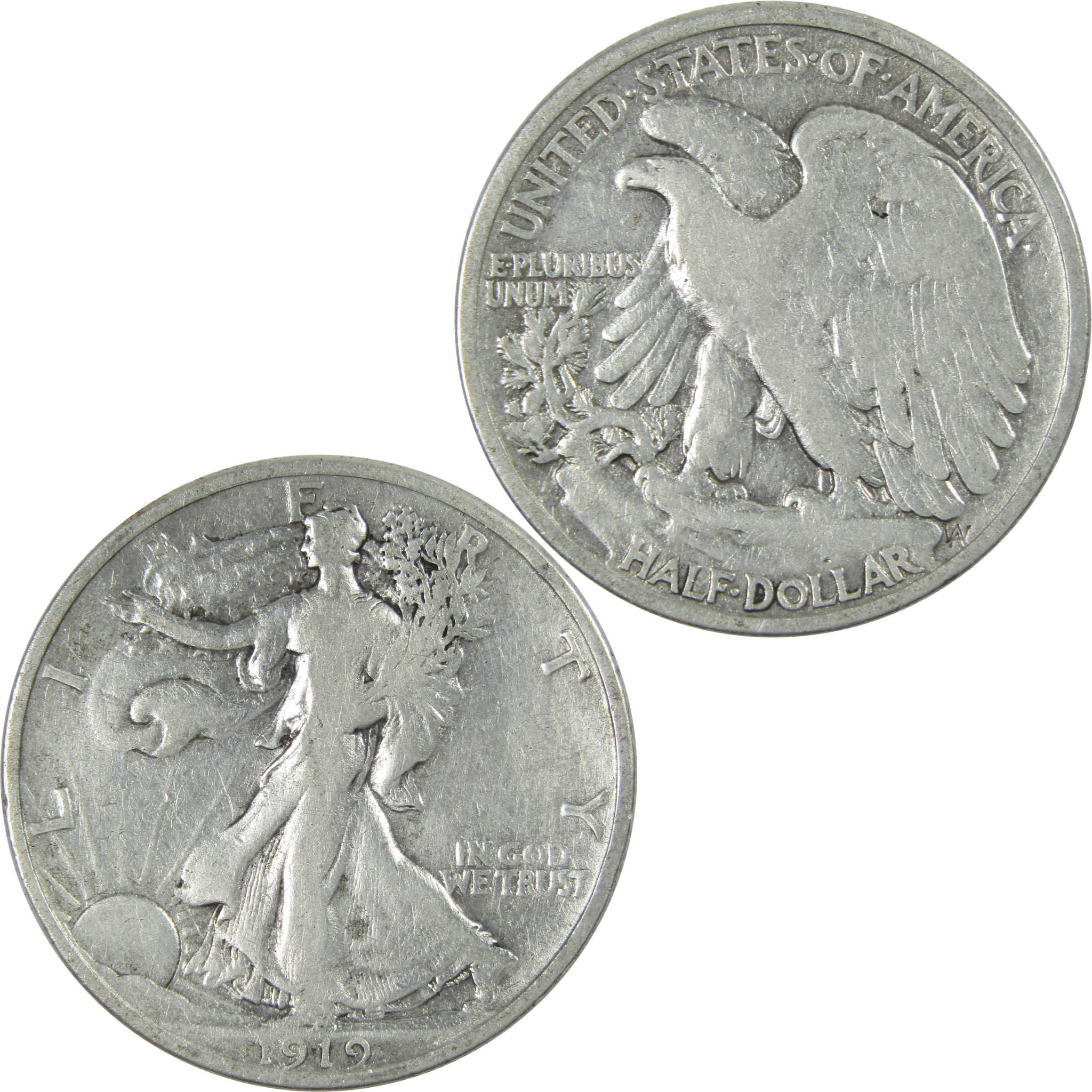 1919 Liberty Walking Half Dollar F Details Silver 50c SKU:I13715