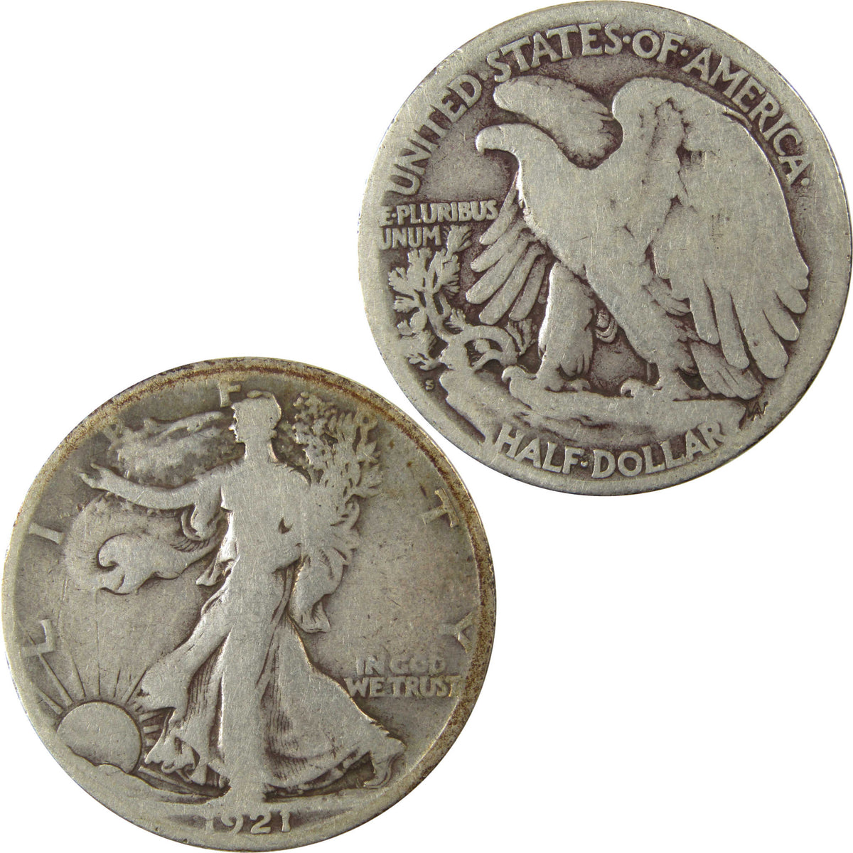 1921 S Liberty Walking Silver Half Dollar AG About Good SKU:I22774