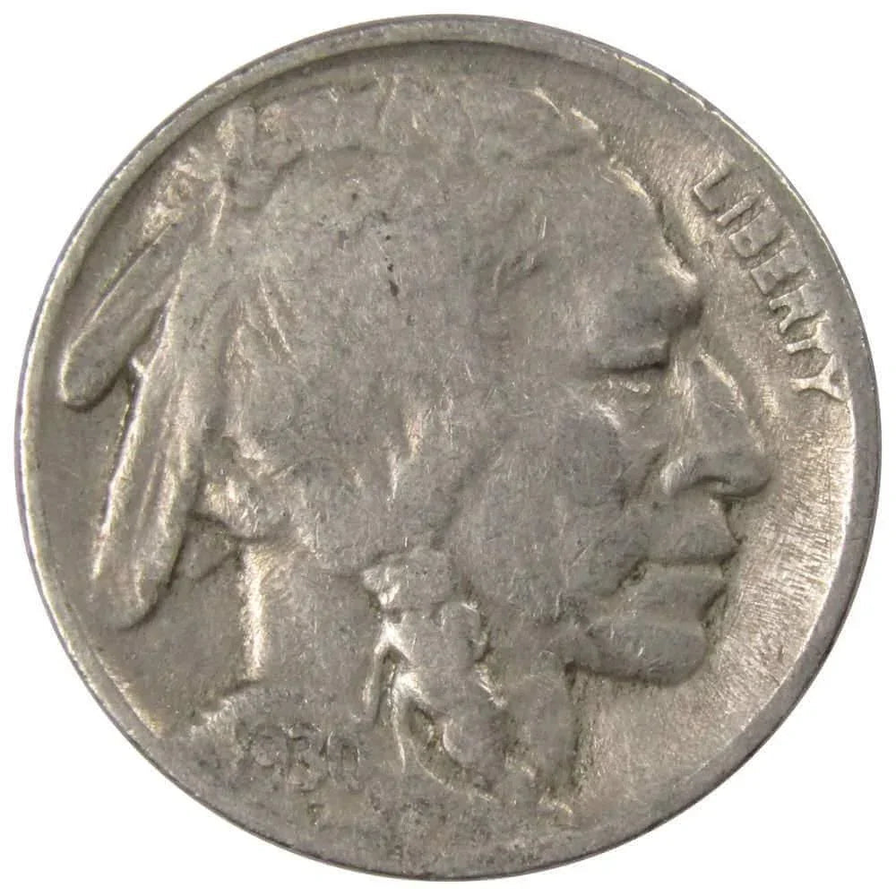 1930 Indian Head Buffalo Nickel F Fine 5c Coin Collectible