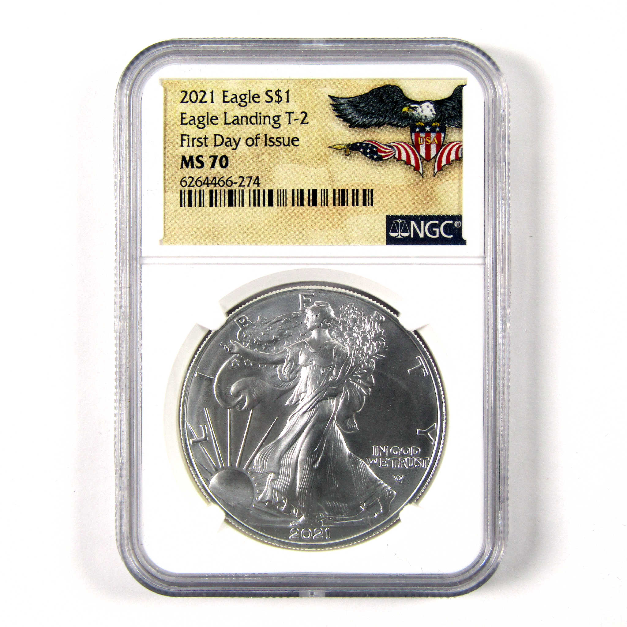 2021 T2 American Silver Eagle MS 70 NGC $1 Unc 1st Day SKU:CPC6435