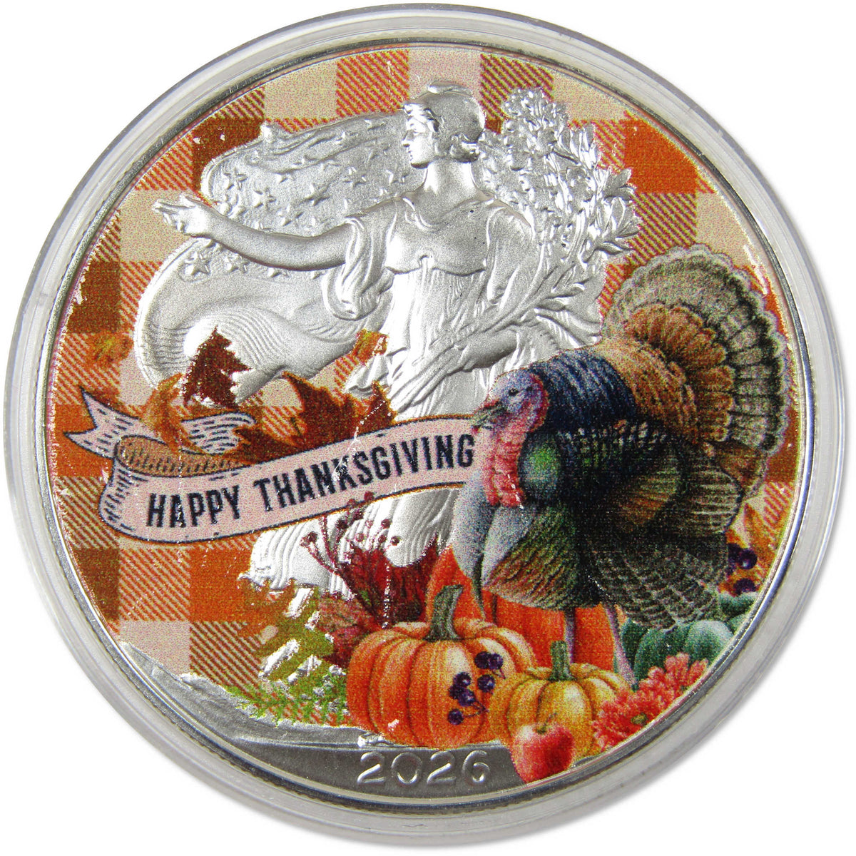 2026 Happy Thanksgiving Colorized American Silver Eagle $1 Coin