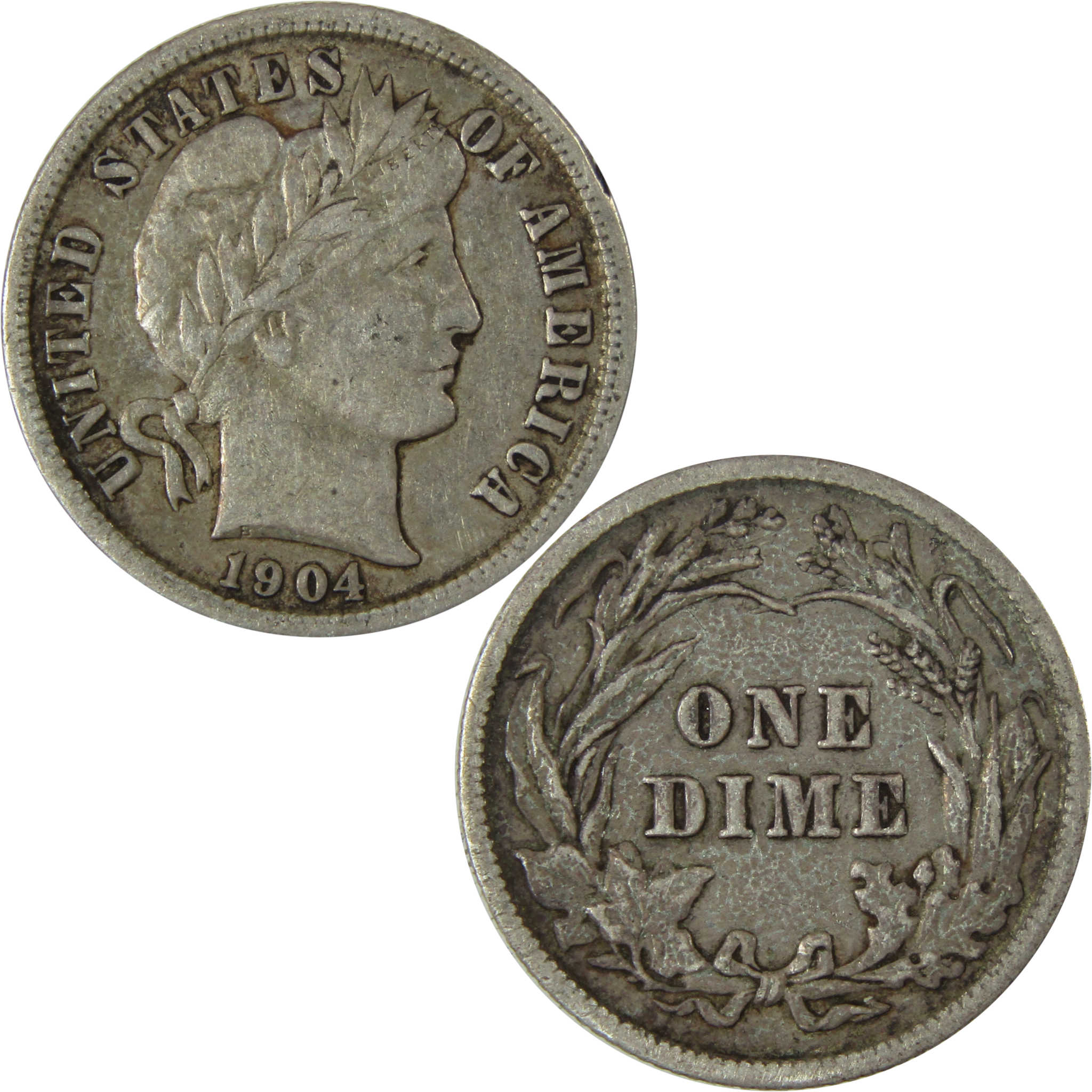 1904 Barber Silver Dime F Fine 10c Coin Collectible SKU:CP984