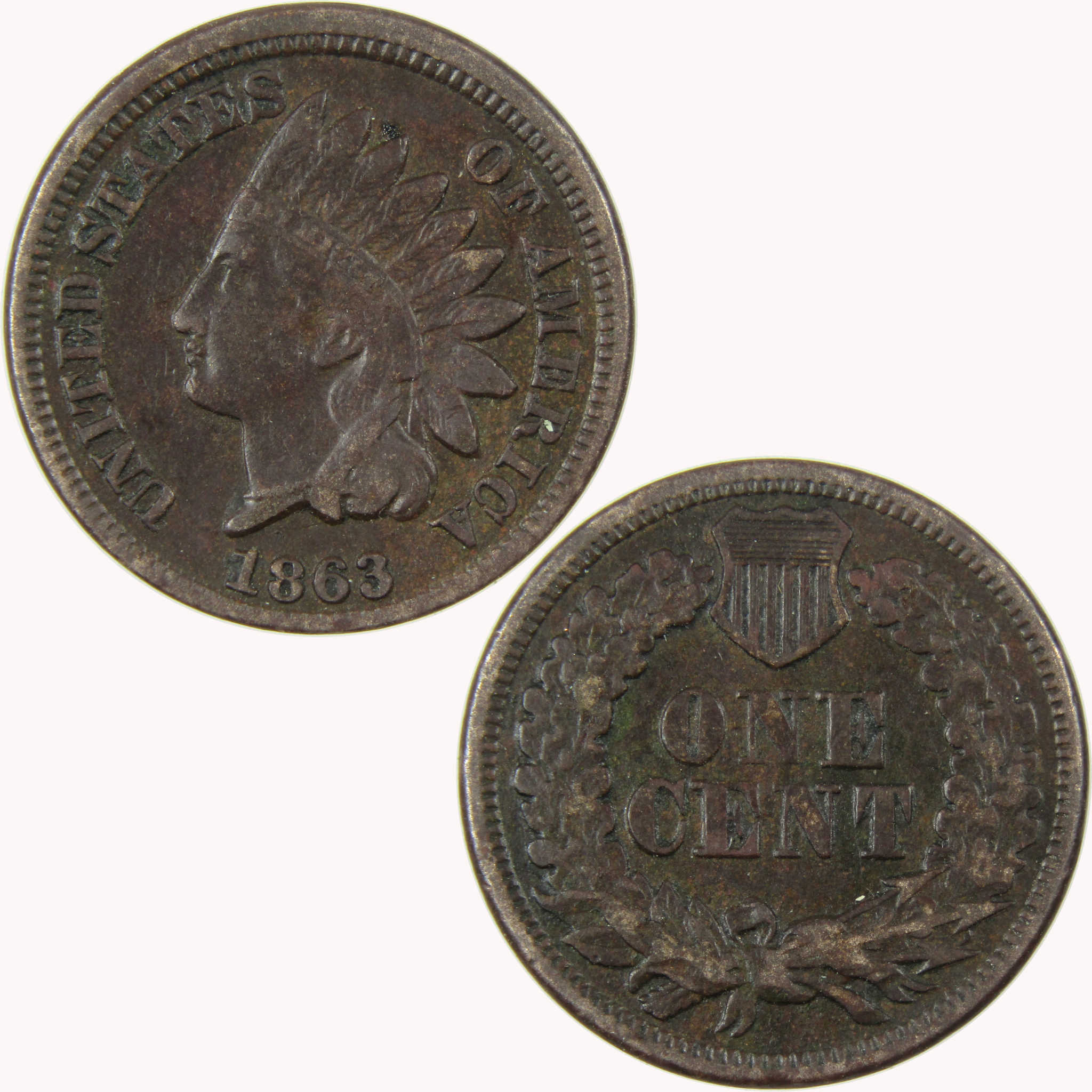 1863 Indian Head Cent VF Very Fine Details Penny 1c Coin SKU:CP1111