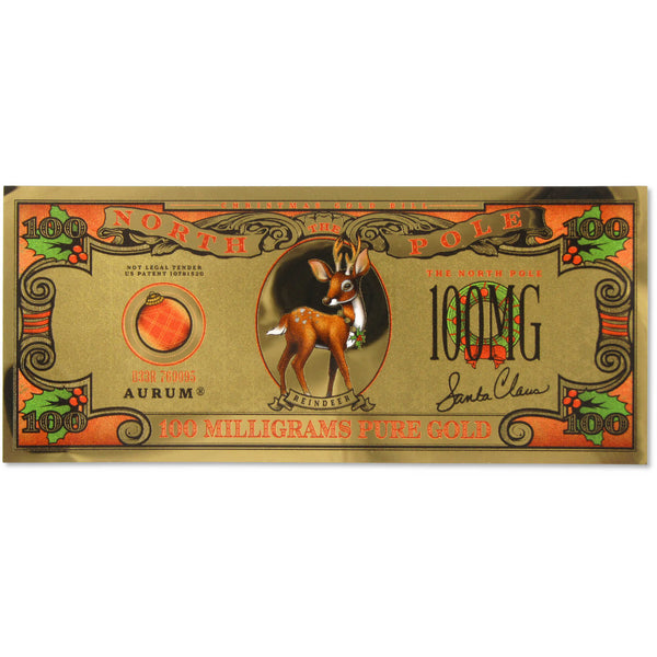 Merry Christmas Santa Claus Aurum Note 100 mg 24K Gold Collectible