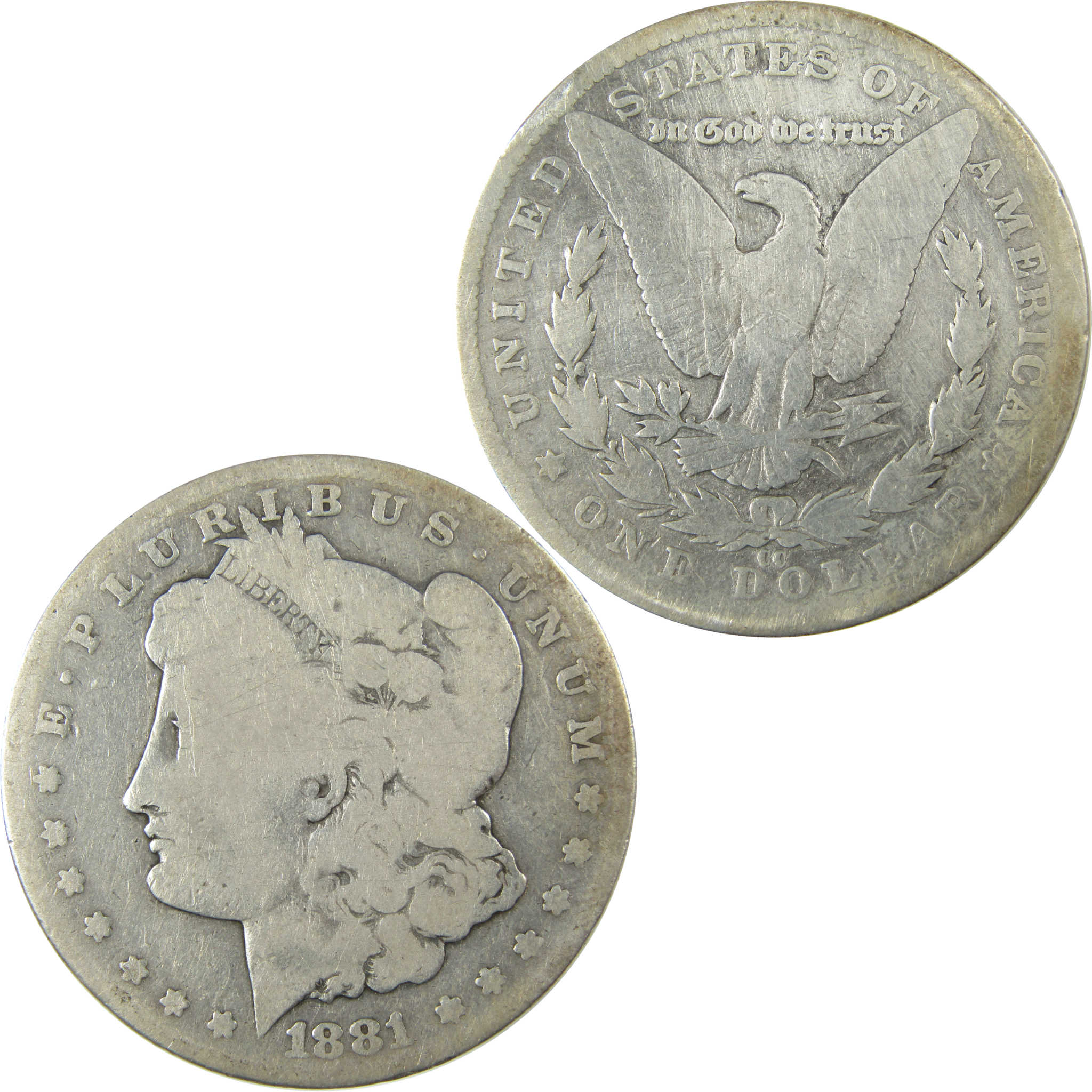 1881 CC Morgan Silver Dollar VG Very Good Details $1 Coin SKU:CP1589