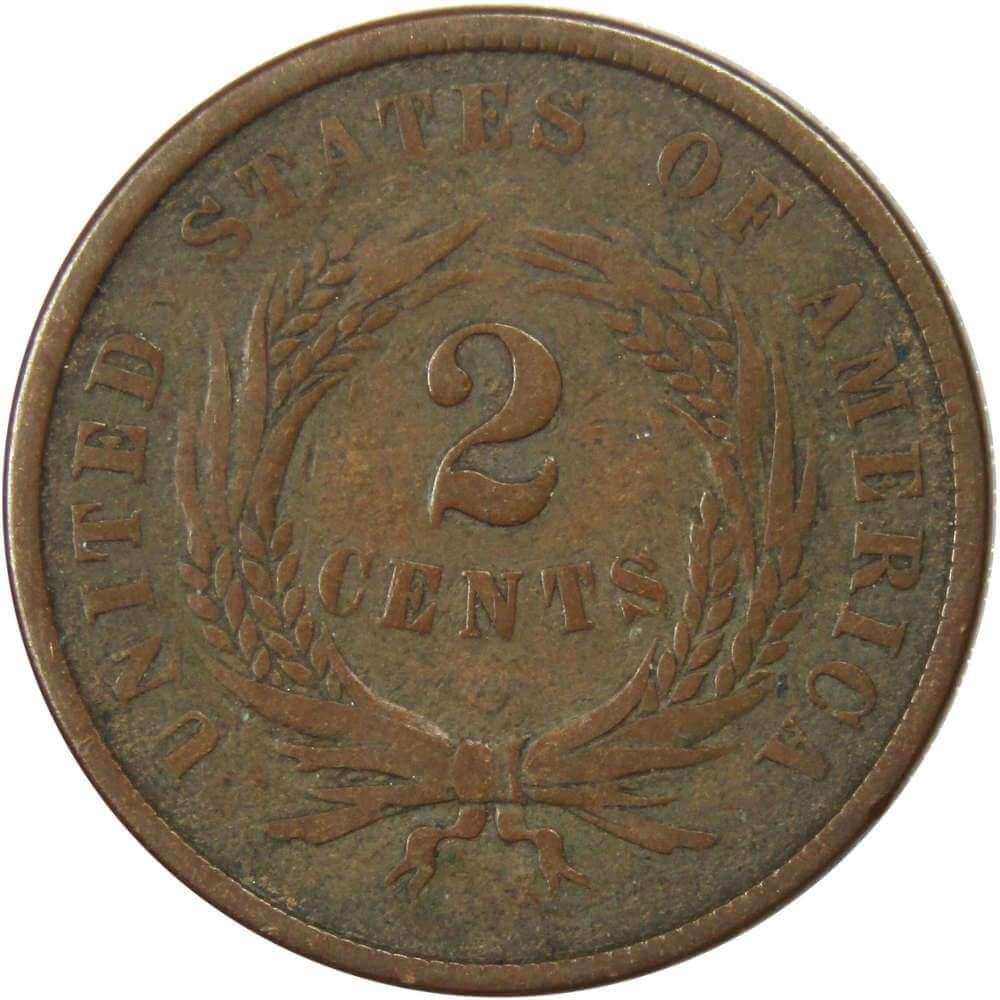 1864 Large Motto Two Cent Piece VG Very Good Bronze 2c US Coin Civil War Era