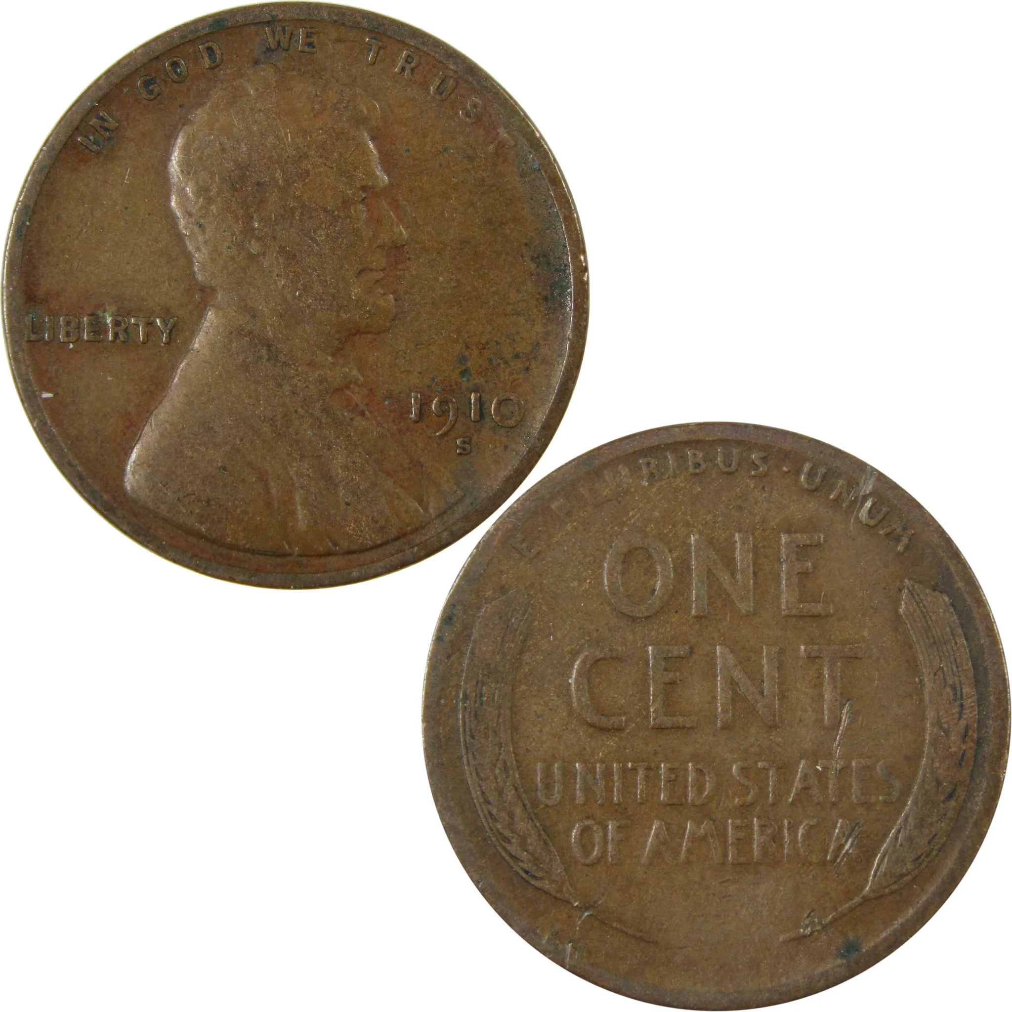 1910 S Lincoln Wheat Cent F Fine Penny 1c Coin Collectible SKU:I26352