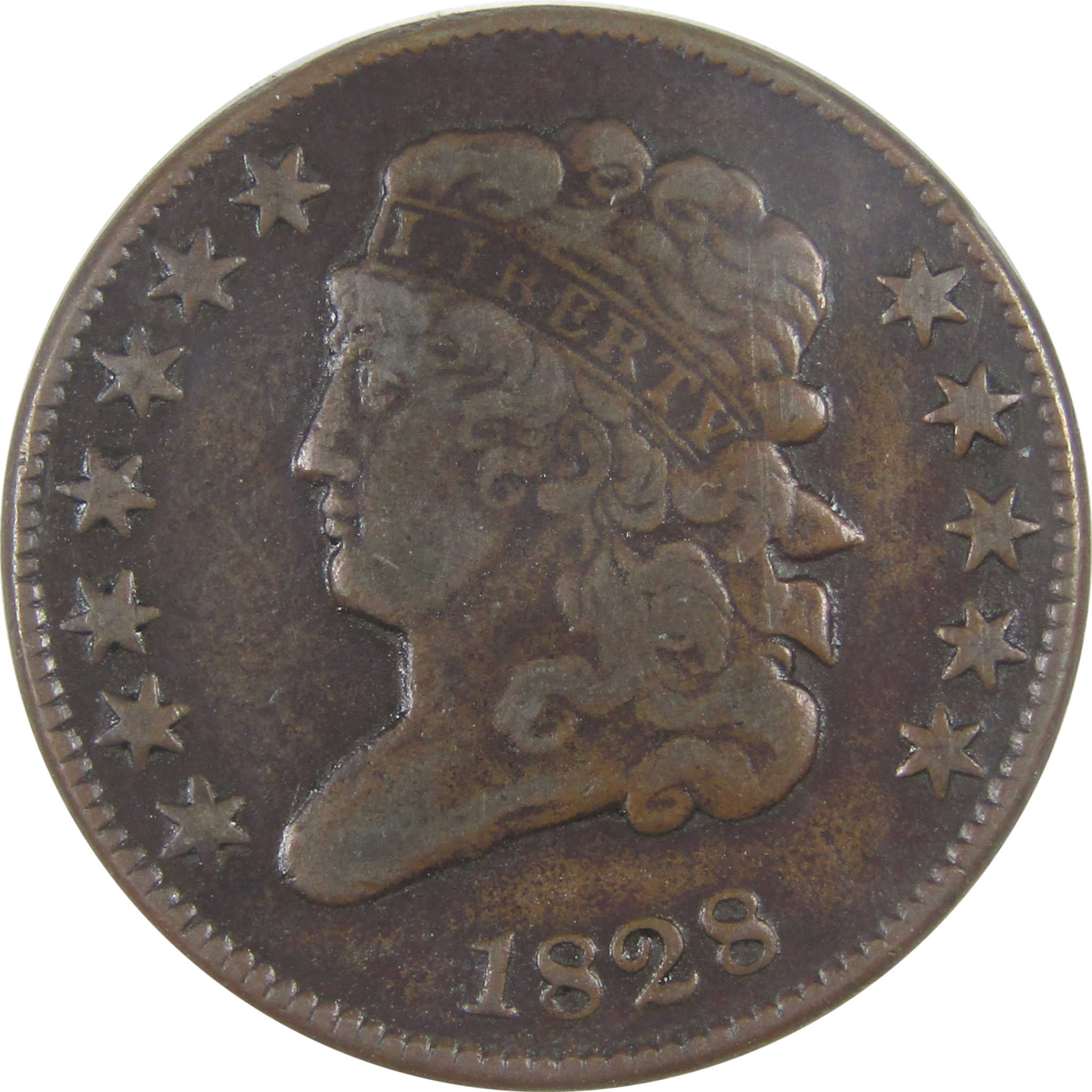 1828 12 Stars Classic Head Half Cent VF Very Fine Copper SKU:I17135