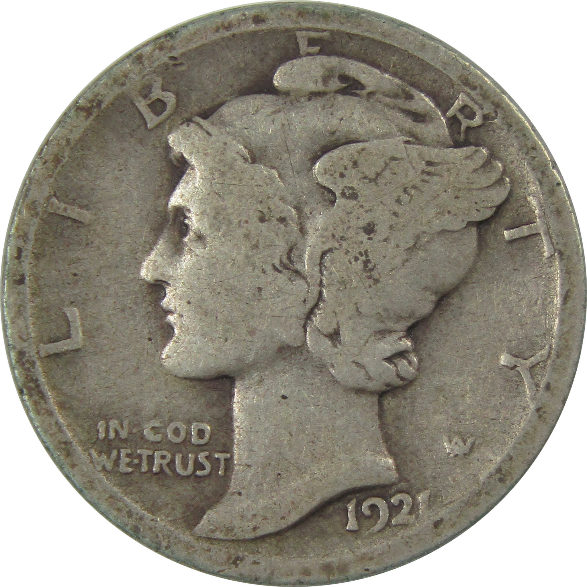 1921 Mercury Dime G Good Silver 10c Coin SKU:I22426