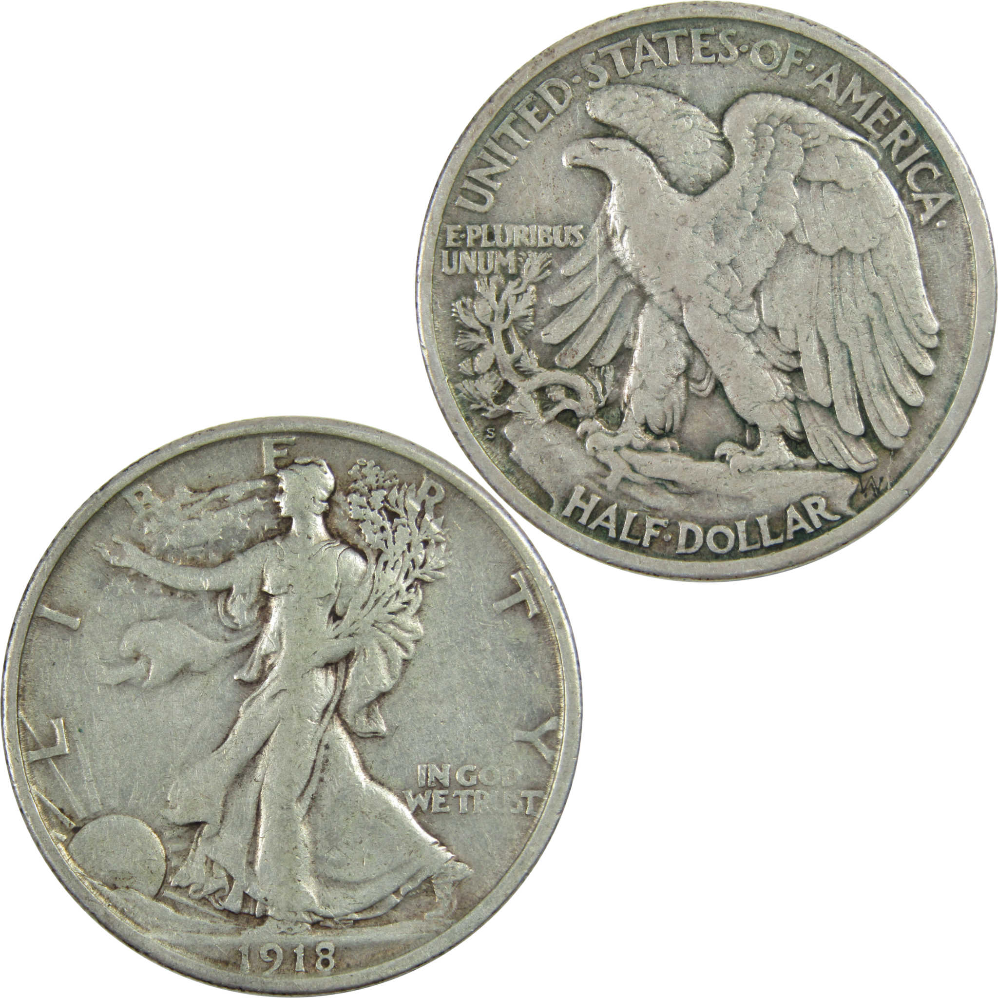 1918 S Liberty Walking Half Dollar VF Very Fine Silver SKU:I13051