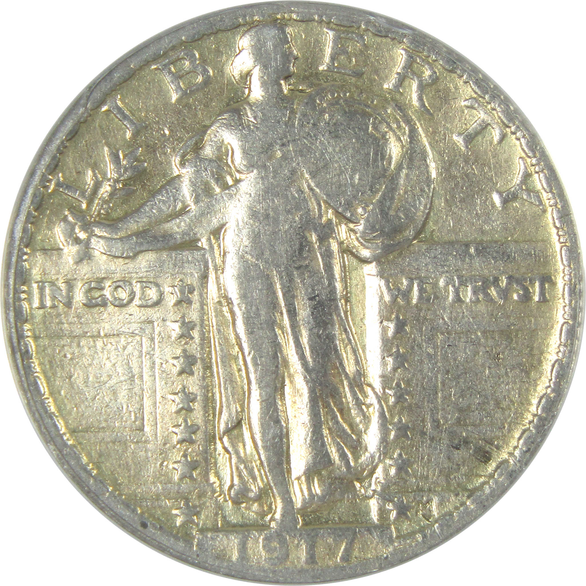 1917 Type 2 Standing Liberty Quarter F 15 Details ANACS SKU:I16122