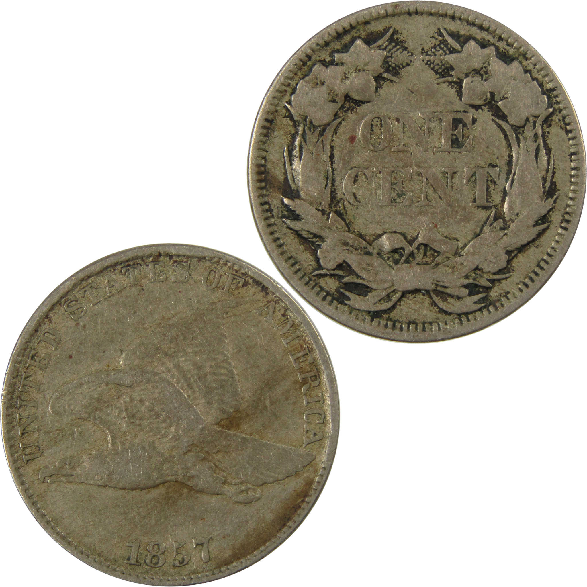 1857 Flying Eagle Cent F Fine Details Penny 1c Coin SKU:I26962