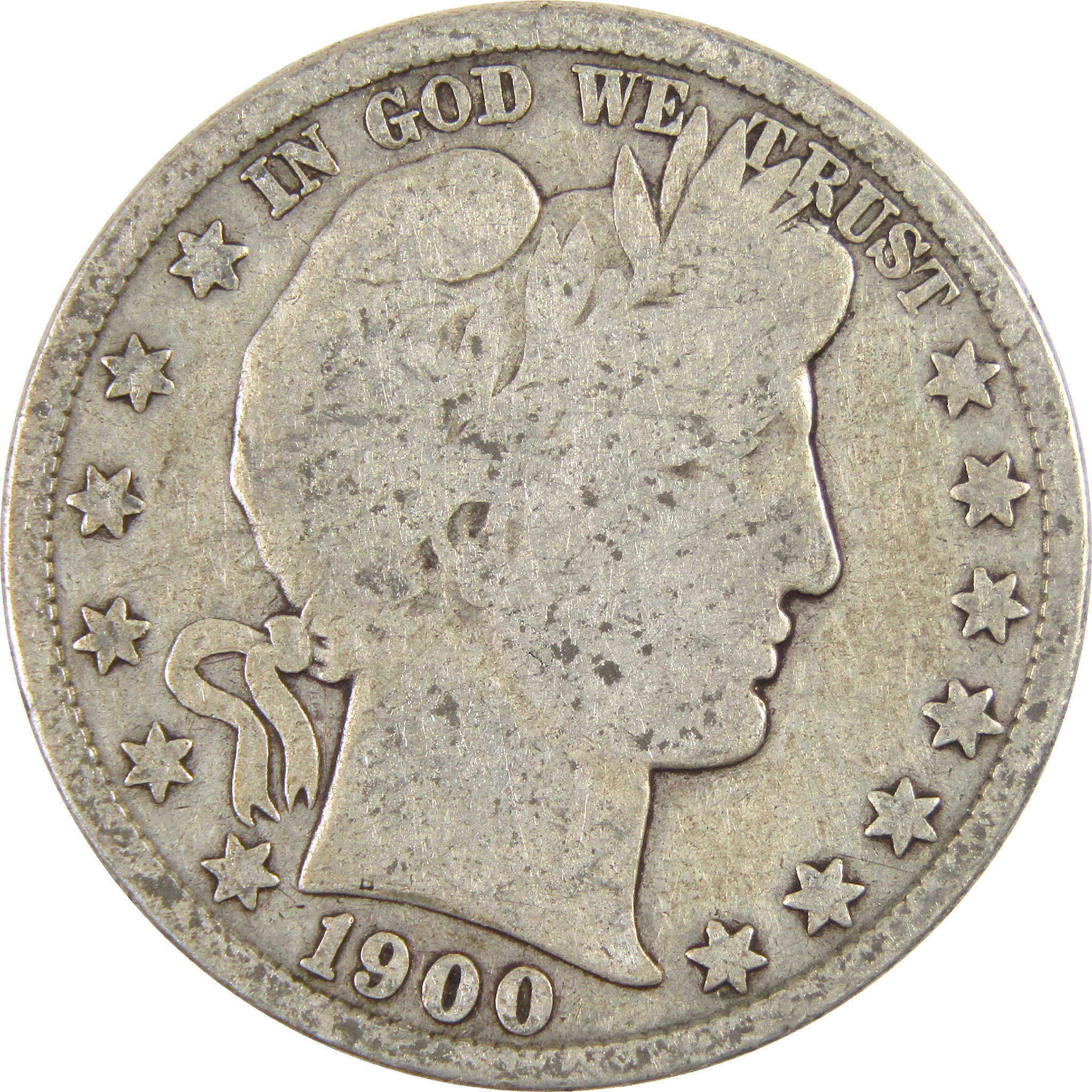 1900 Barber Half Dollar AG About Good Silver 50c Coin
