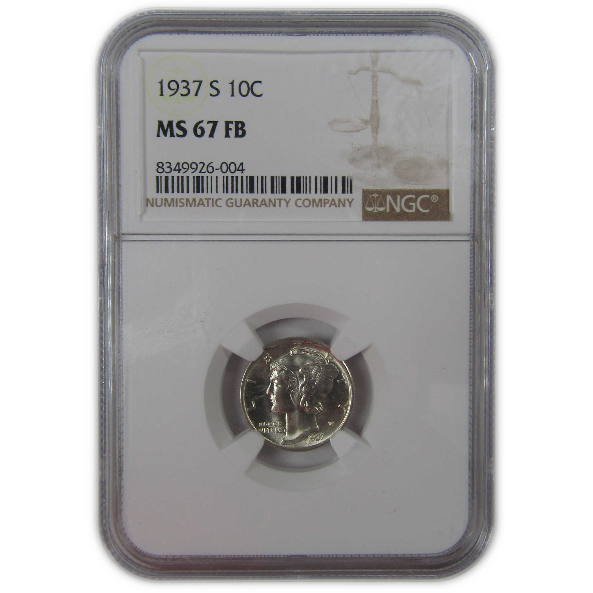 1937 S Mercury Dime MS 67 FB NGC Silver Uncirculated SKU:I23210
