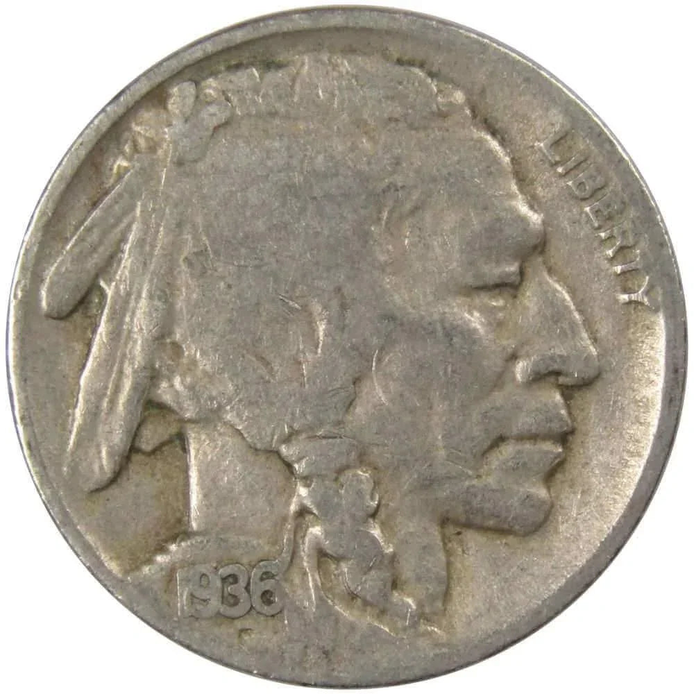 1936 D Indian Head Buffalo Nickel G Good 5c Coin Collectible