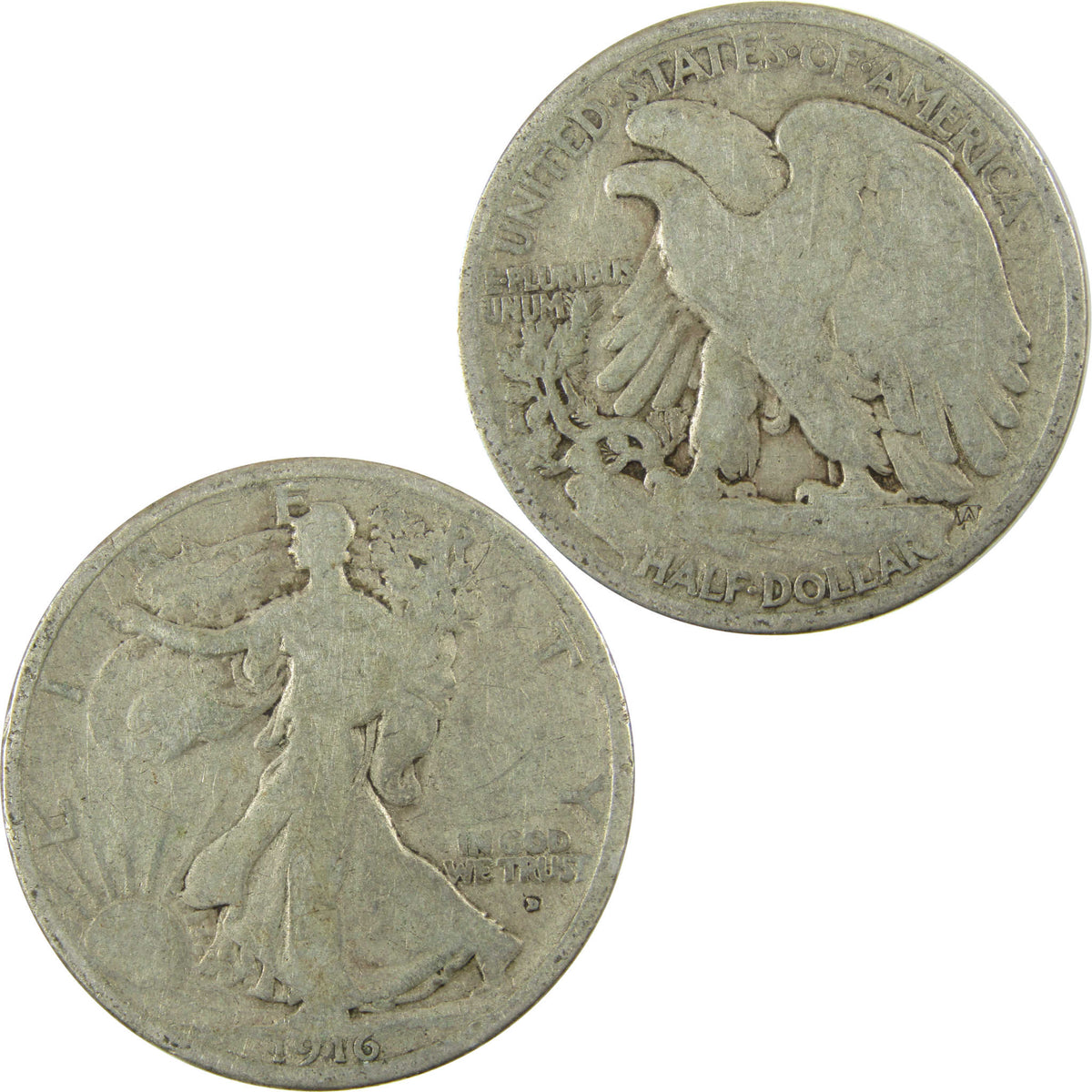 1916 D Liberty Walking Silver 50c VG Very Good Details SKU:I29019