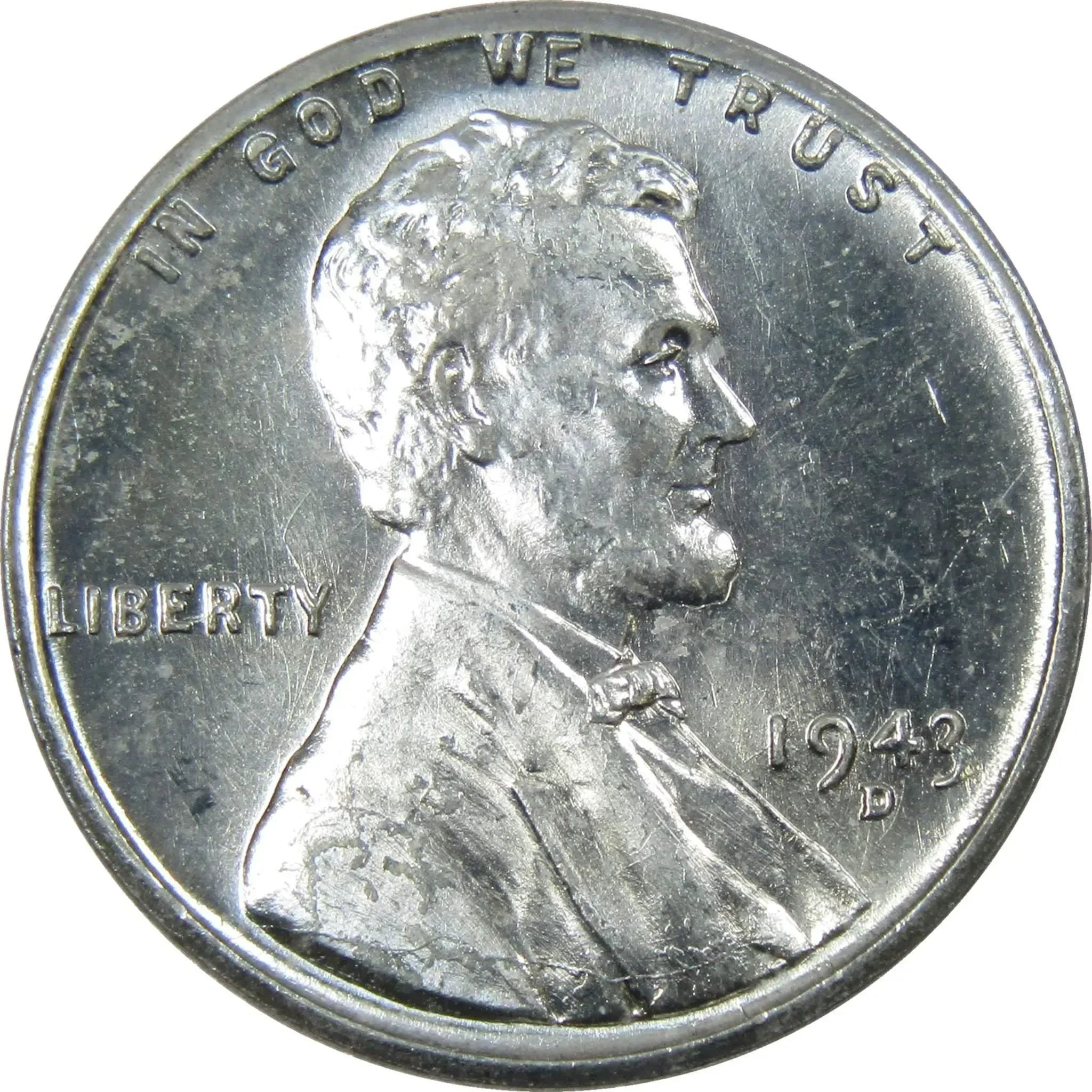 1943 D Lincoln Wheat Steel Cent Uncirculated Mint State Penny 1c Coin