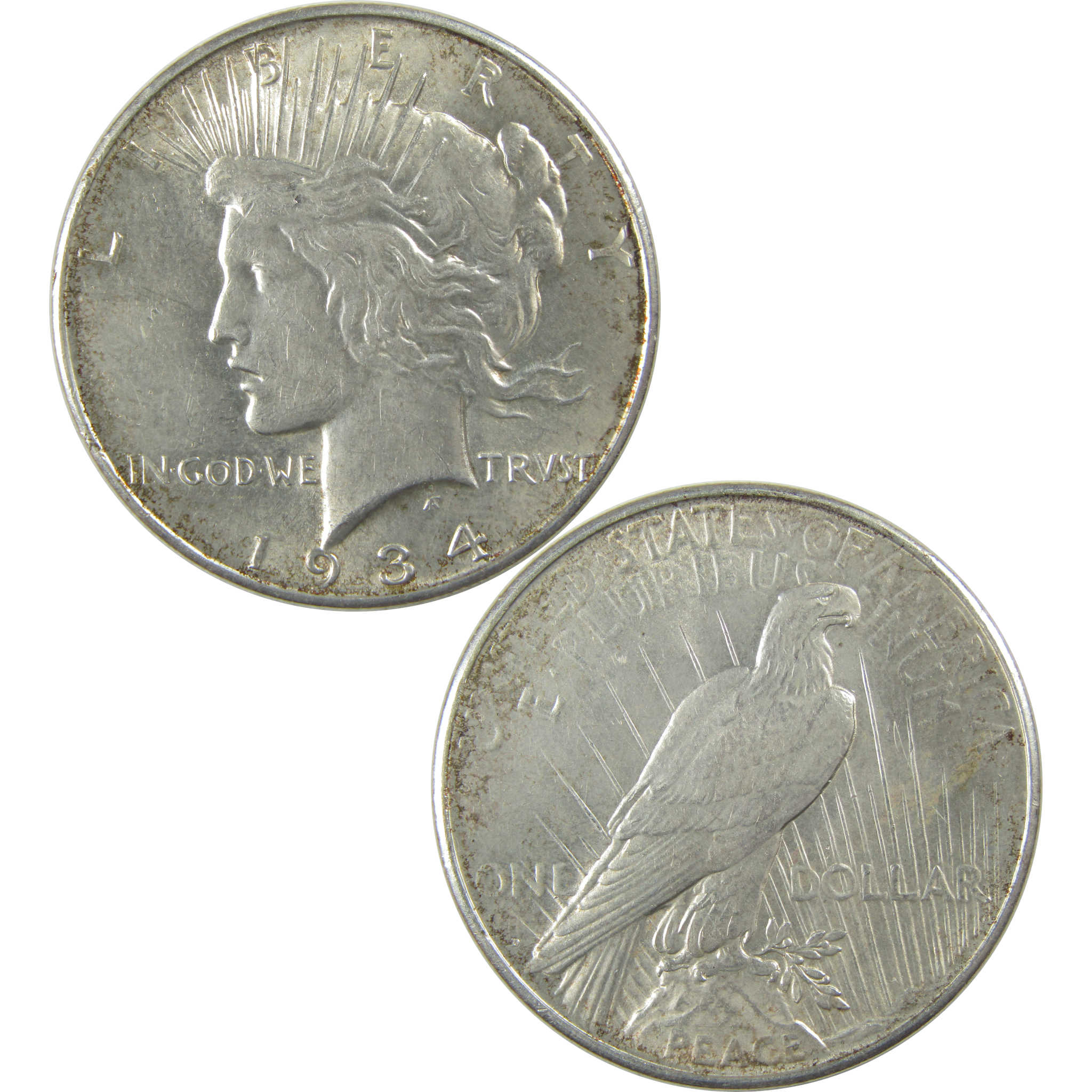 1934 D Peace Dollar Borderline Uncirculated Silver $1 Coin SKU:I22461